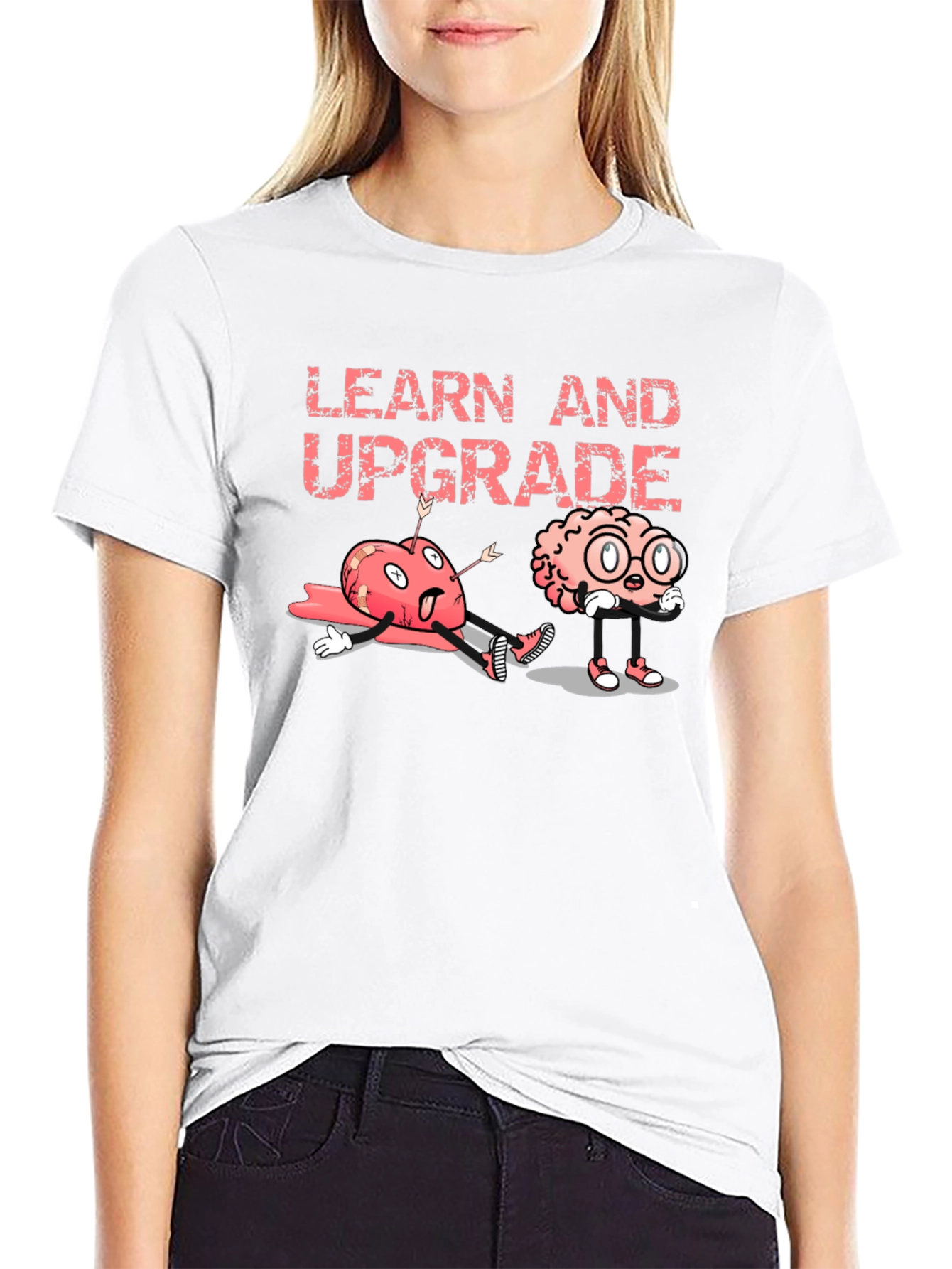 Learn and Upgrade Graphic Tee - Black Cotton T-Shirt