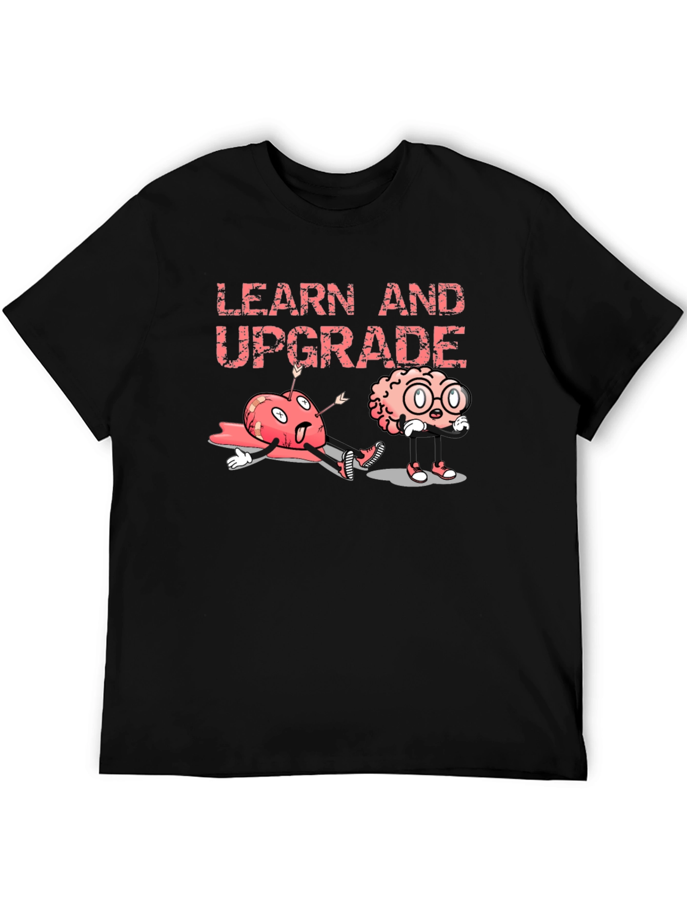 Learn and Upgrade Graphic Tee - Black Cotton T-Shirt