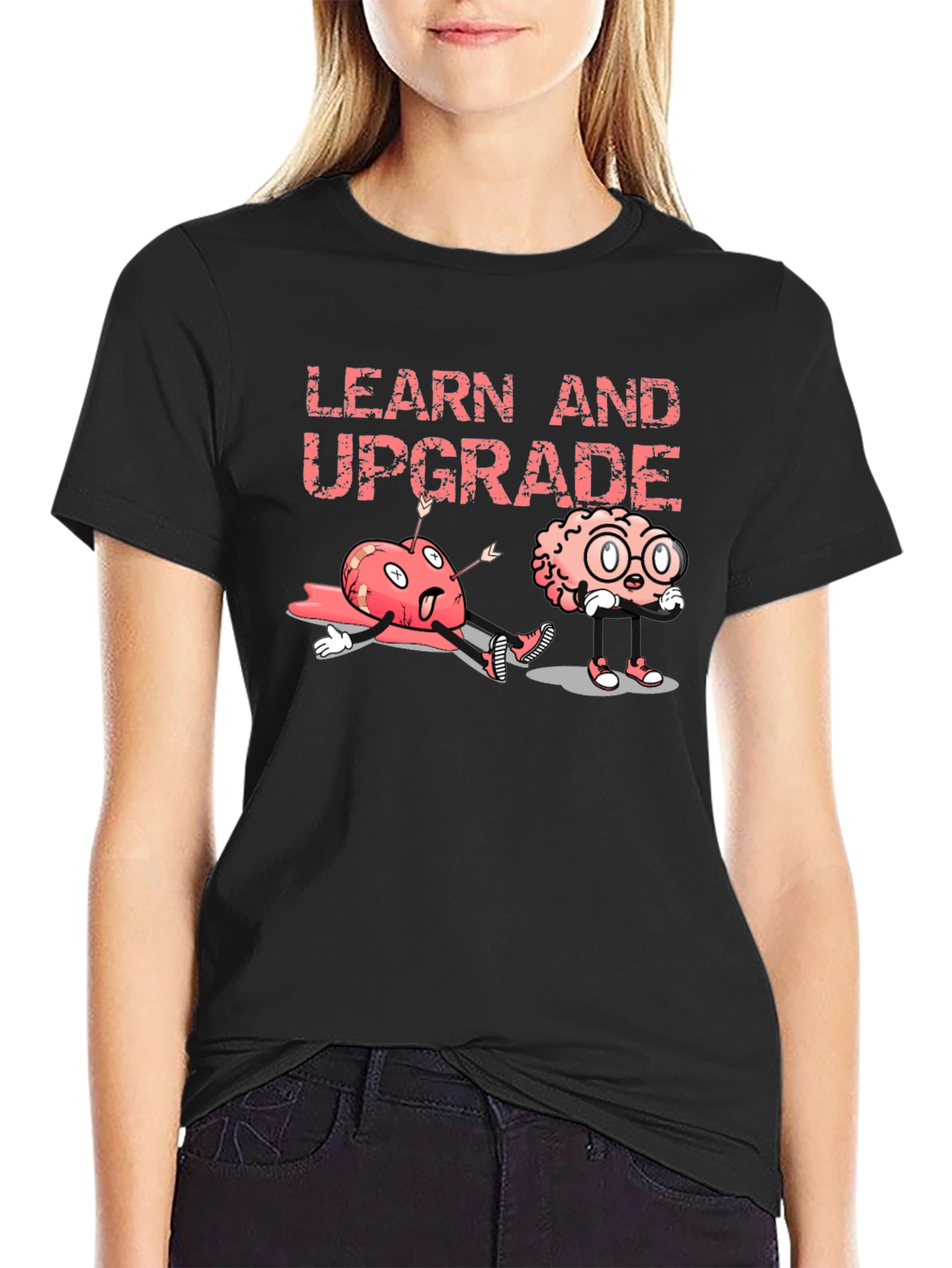 Learn and Upgrade Graphic Tee - Black Cotton T-Shirt