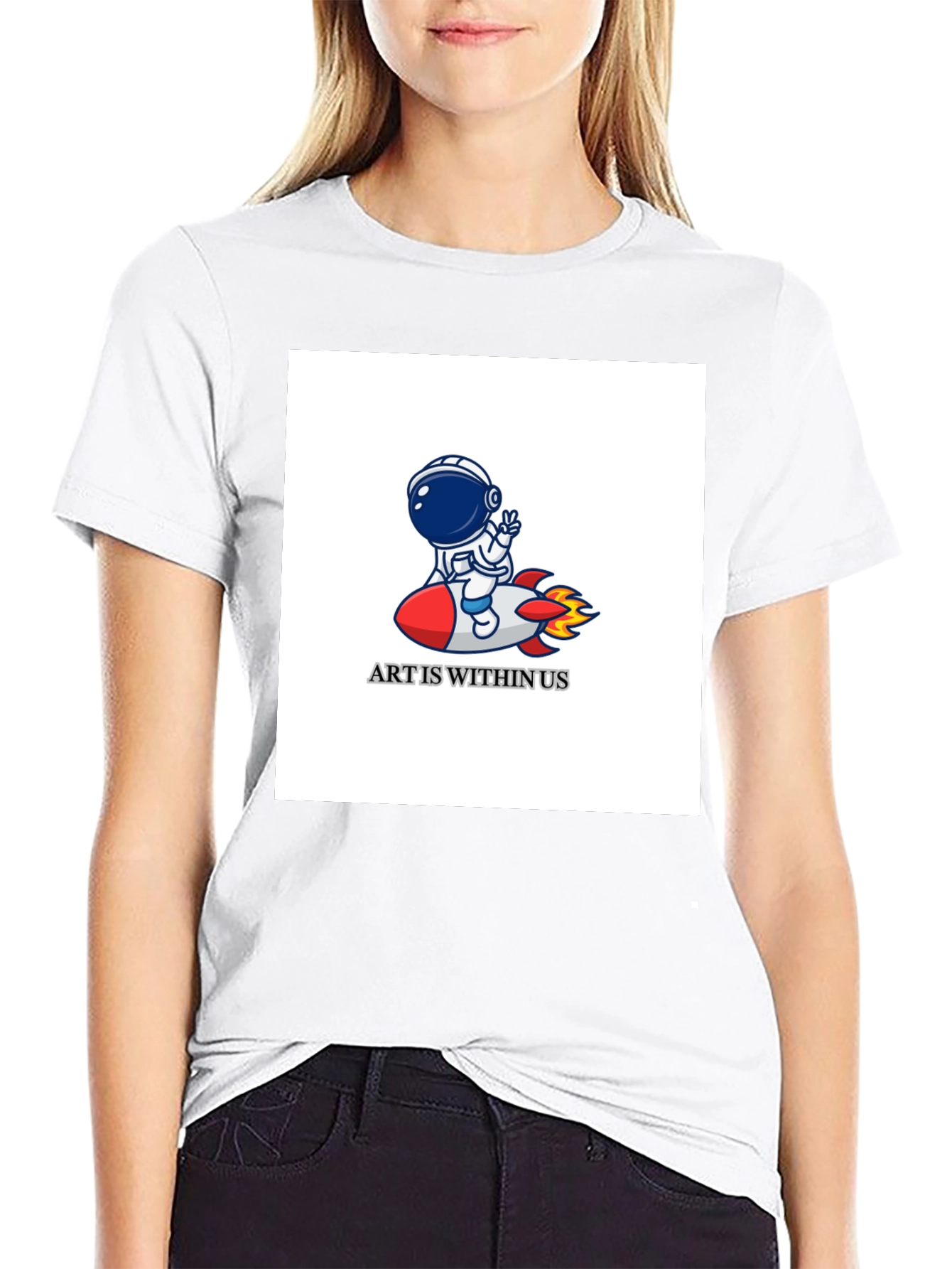Art Within Us Astronaut Rocket Graphic Tee