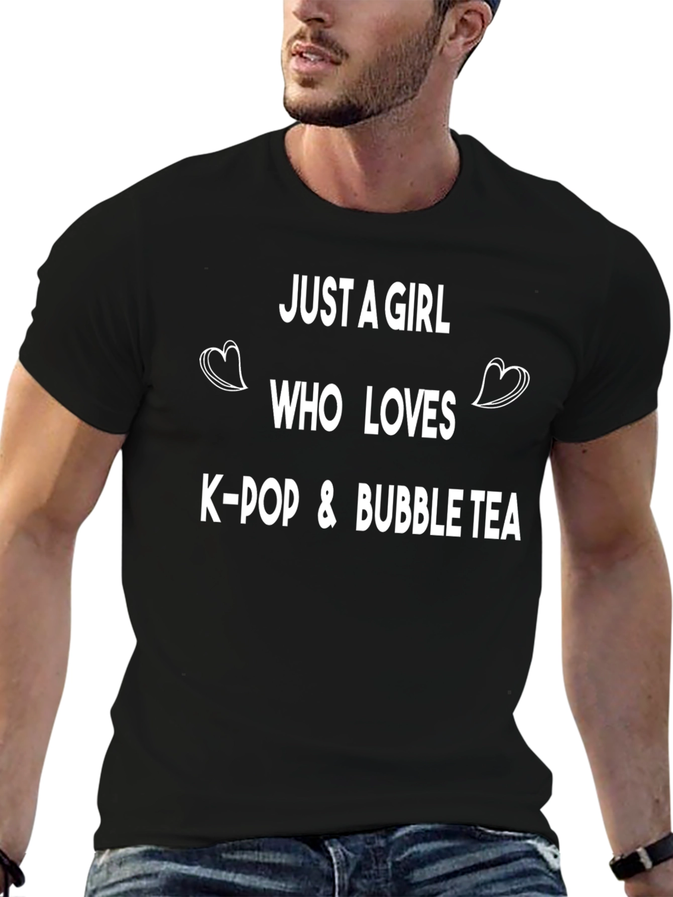 K-Pop & Bubble Tea Girls Black T-Shirt