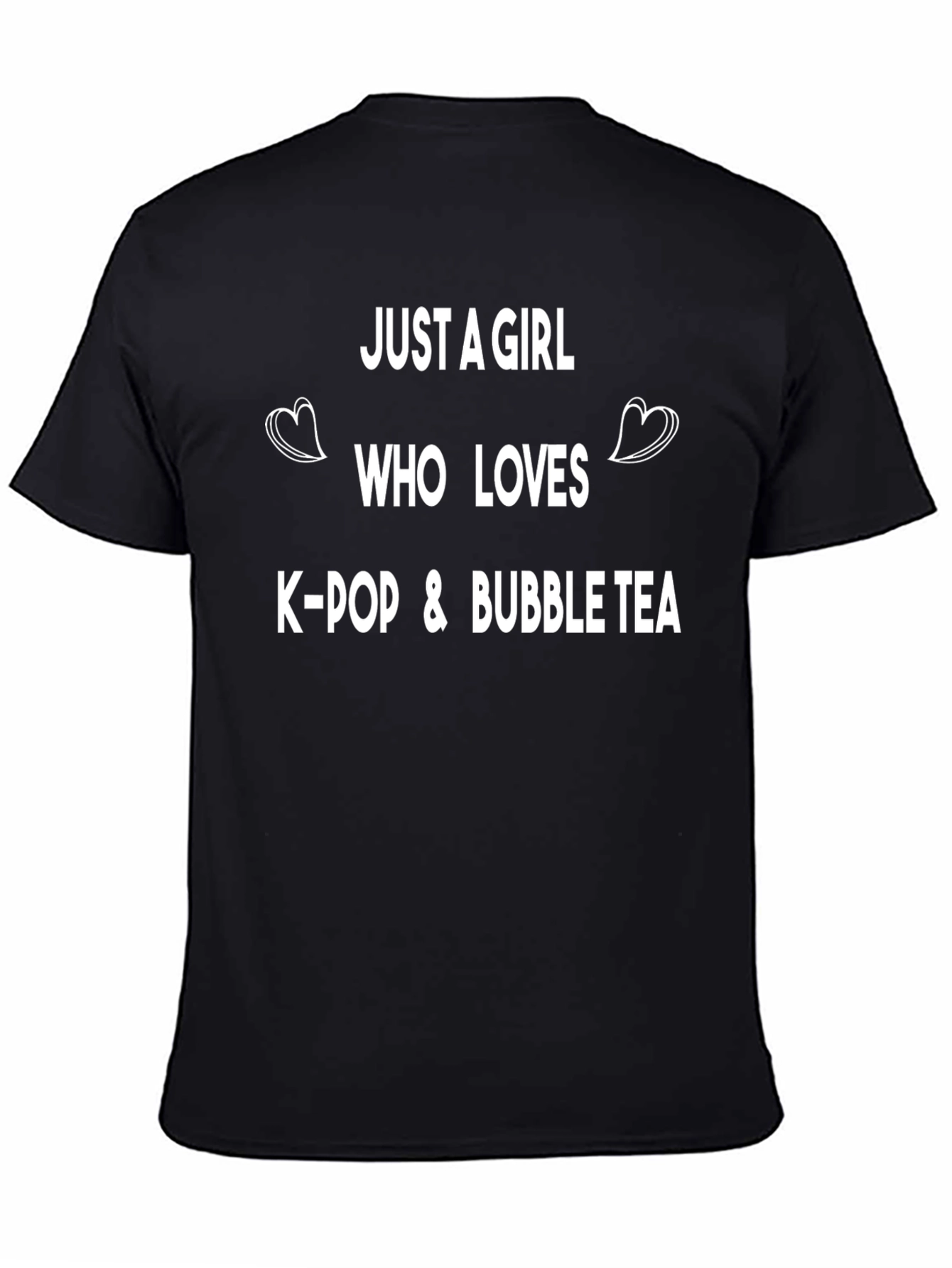 K-Pop & Bubble Tea Girls Black T-Shirt