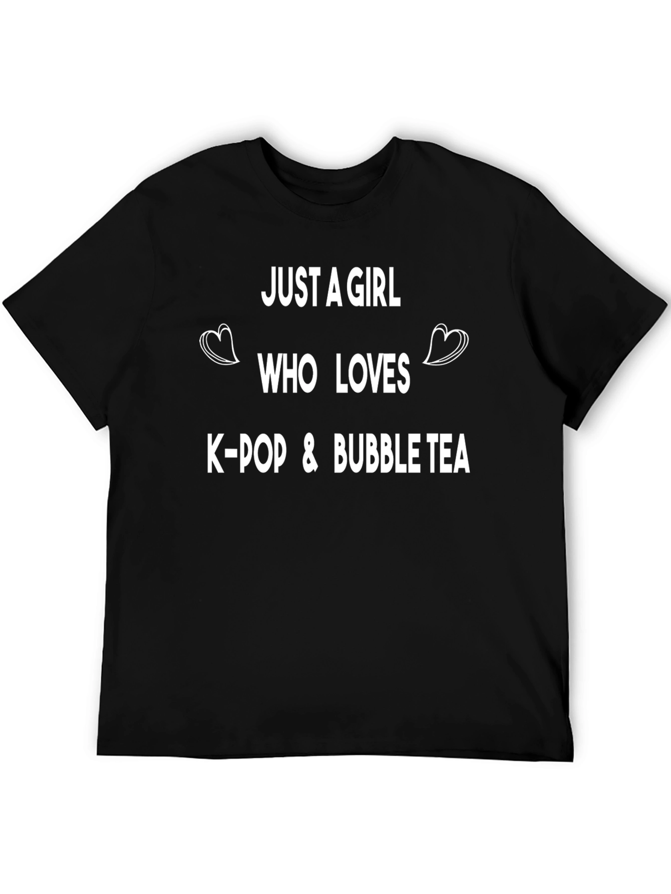 K-Pop & Bubble Tea Girls Black T-Shirt