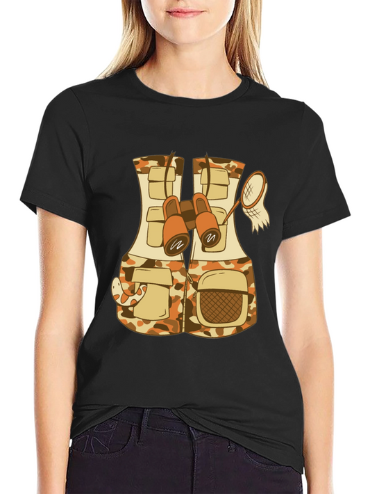 Funny Animal Explorer T-Shirt - Camo Vest and Snake