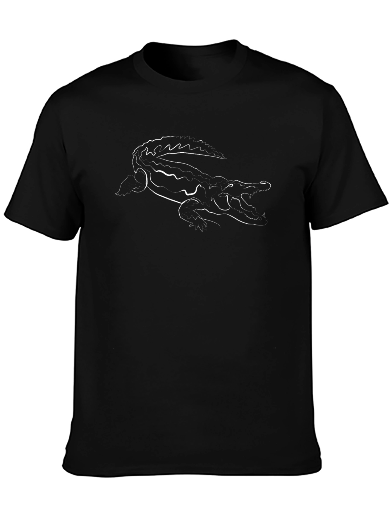 Crocodile Outline Graphic Black T-Shirt