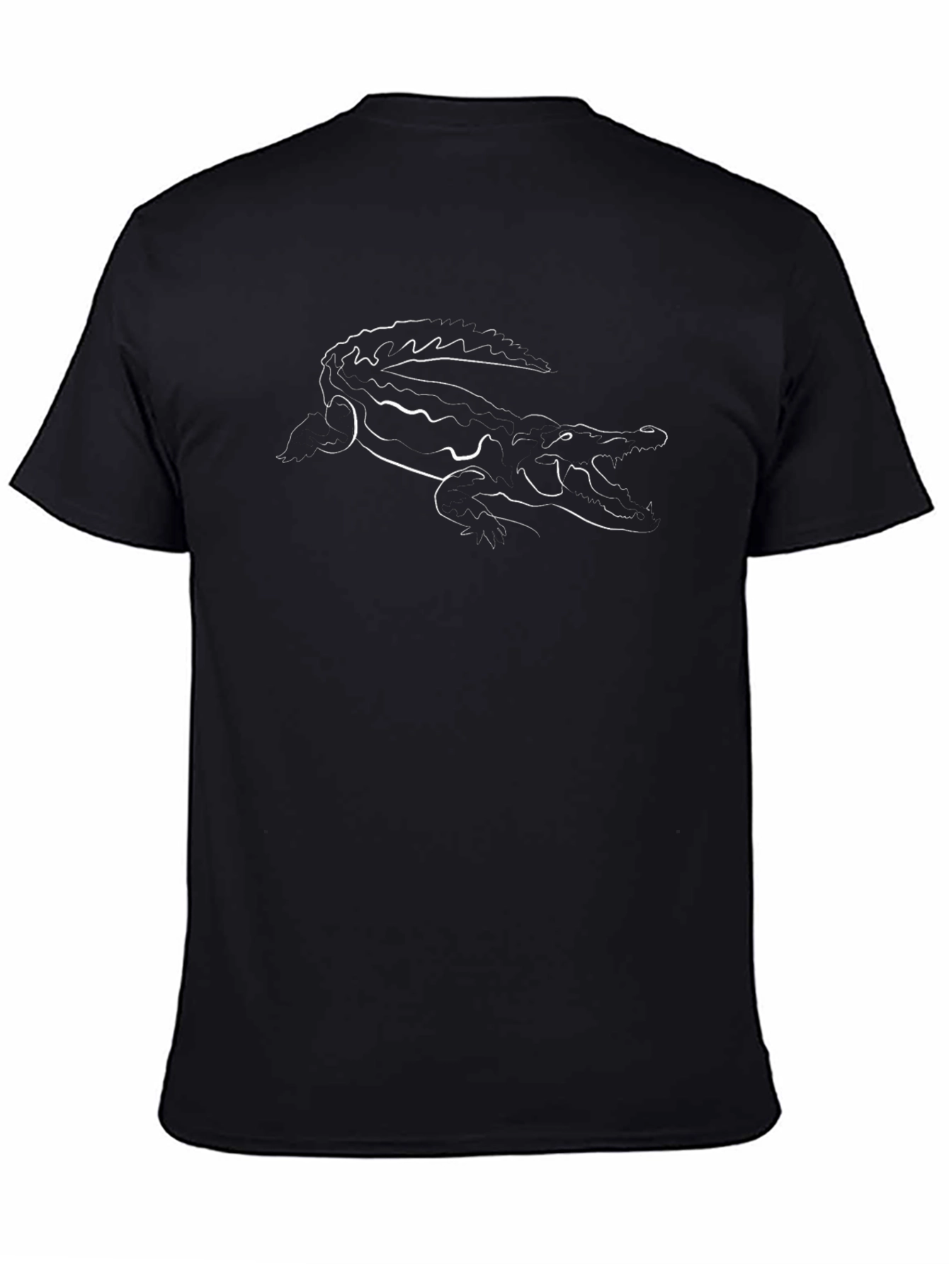 Crocodile Outline Graphic Black T-Shirt
