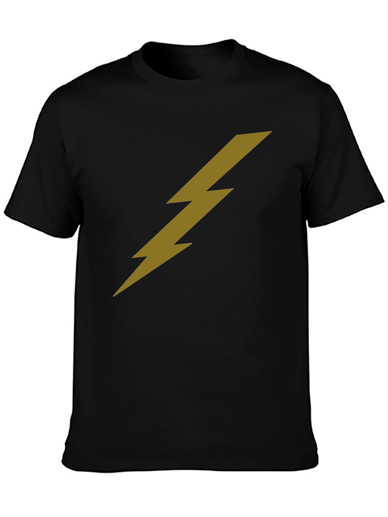 Black T-Shirt with Gold Lightning Bolt Design