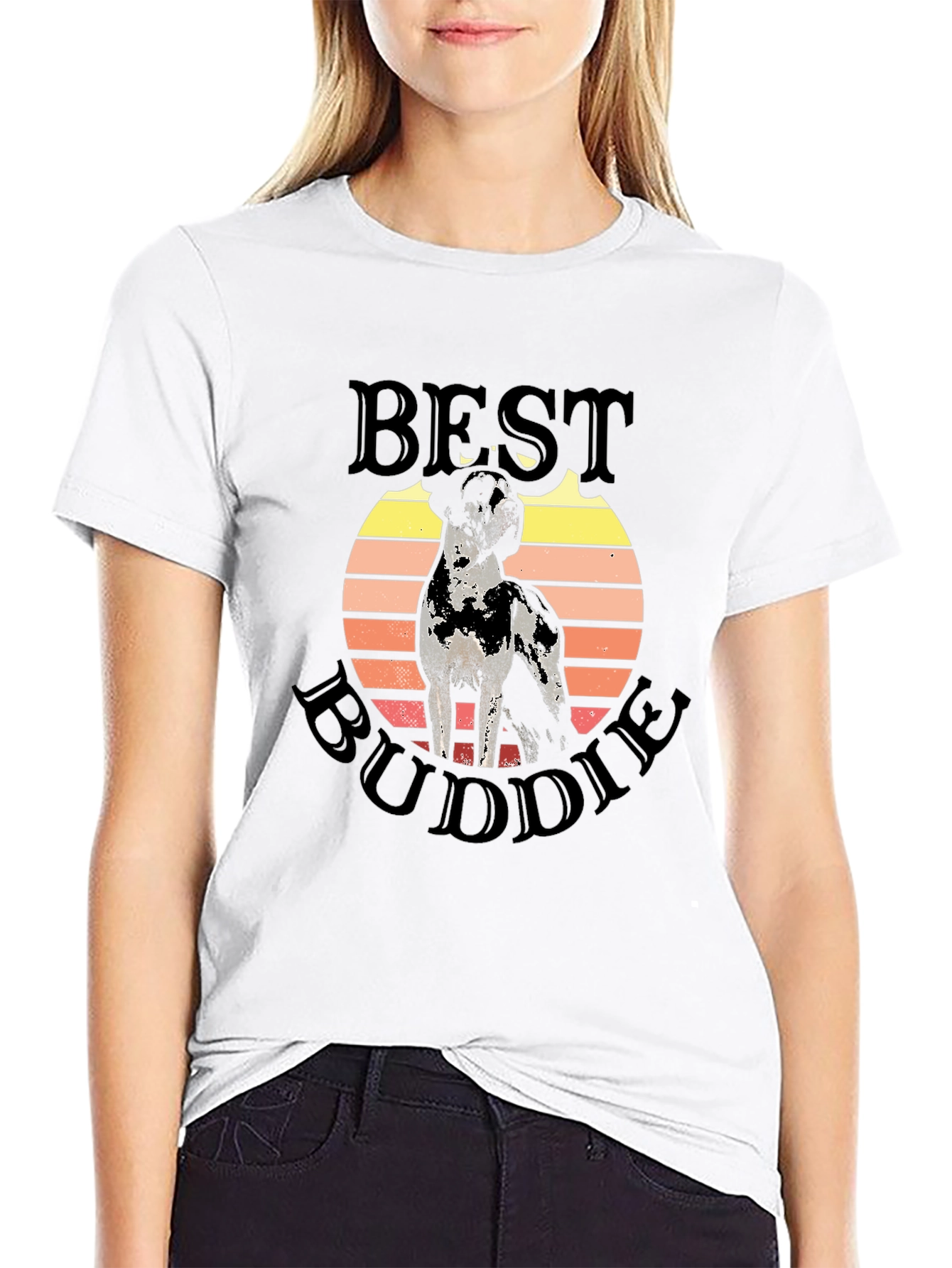 Best Buddie Dog Graphic Tee - Unisex Black T-Shirt
