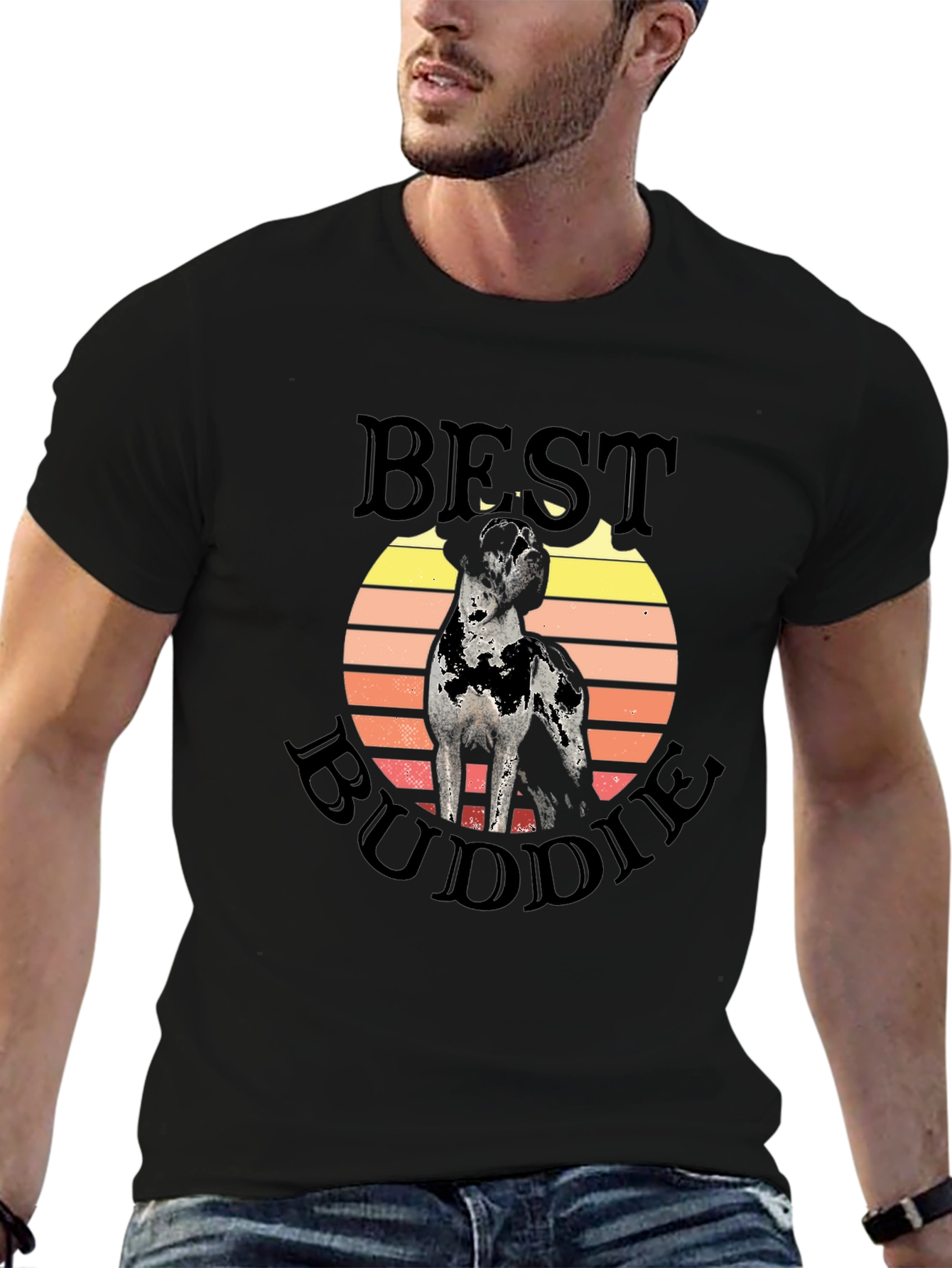 Best Buddie Dog Graphic Tee - Unisex Black T-Shirt