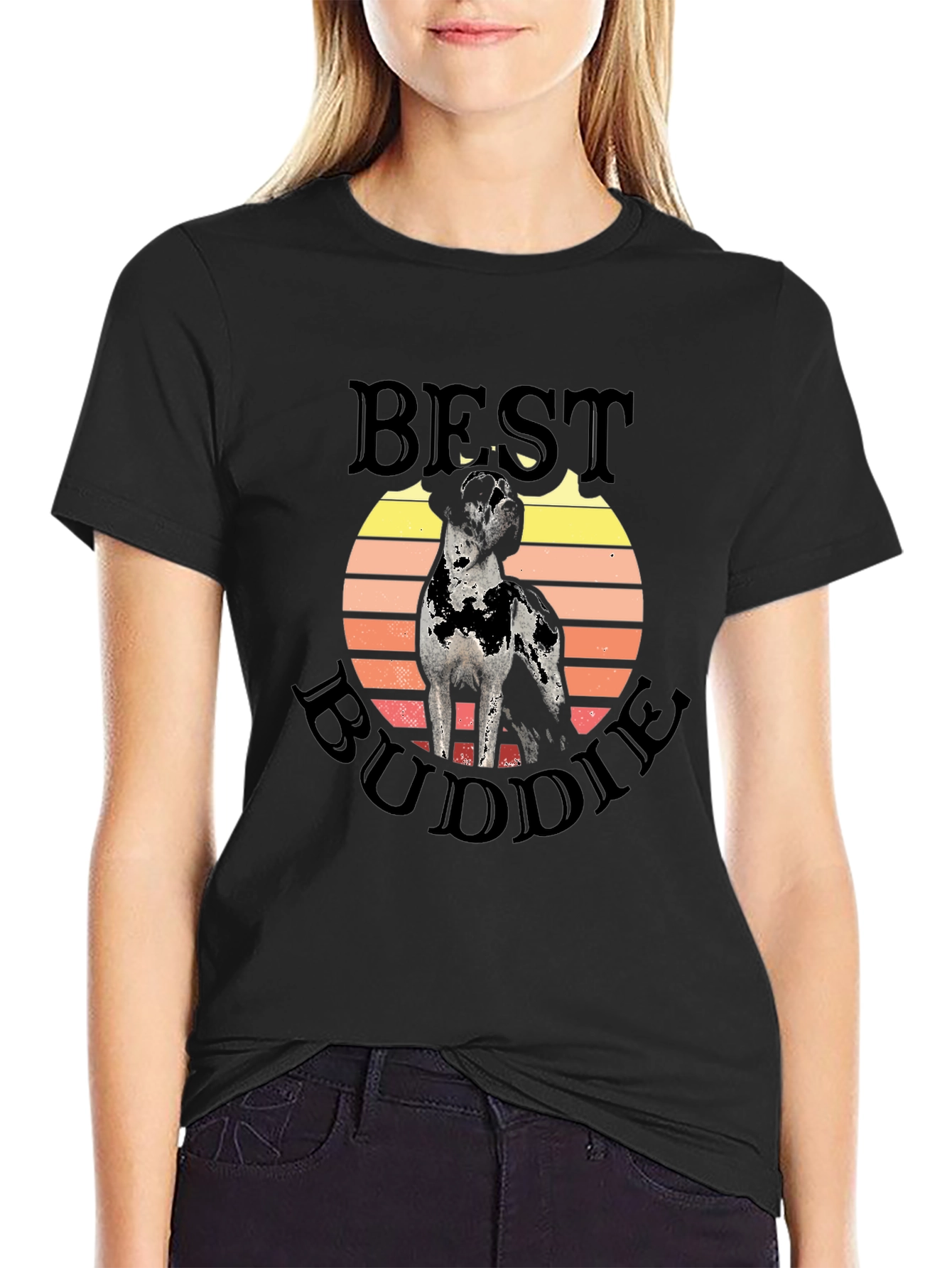 Best Buddie Dog Graphic Tee - Unisex Black T-Shirt