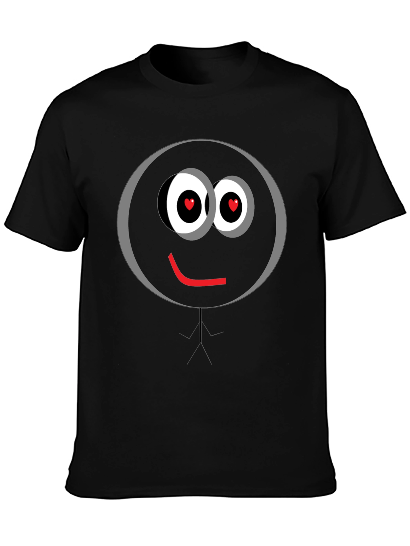 Love Eyes Smiley Face Black T-Shirt