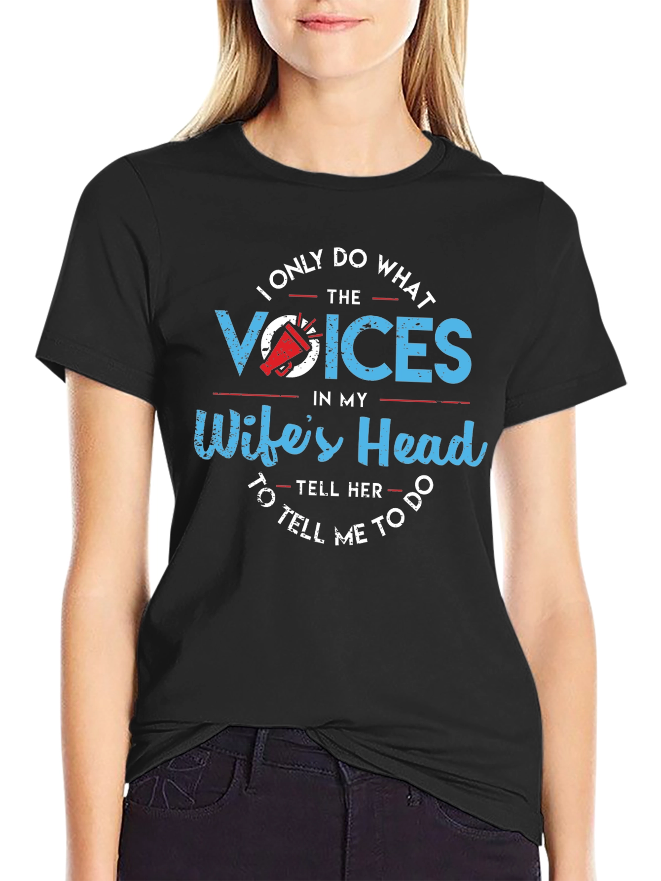 Husbands Wife Voices Novelty Graphic Tee
