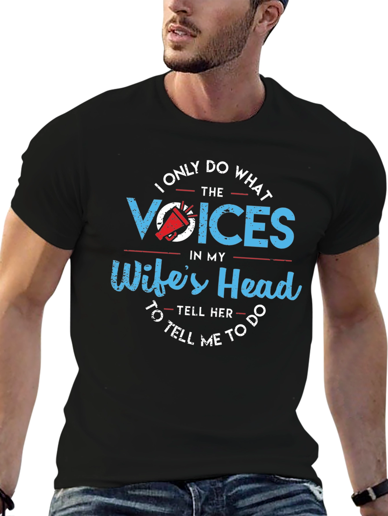 Husbands Wife Voices Novelty Graphic Tee