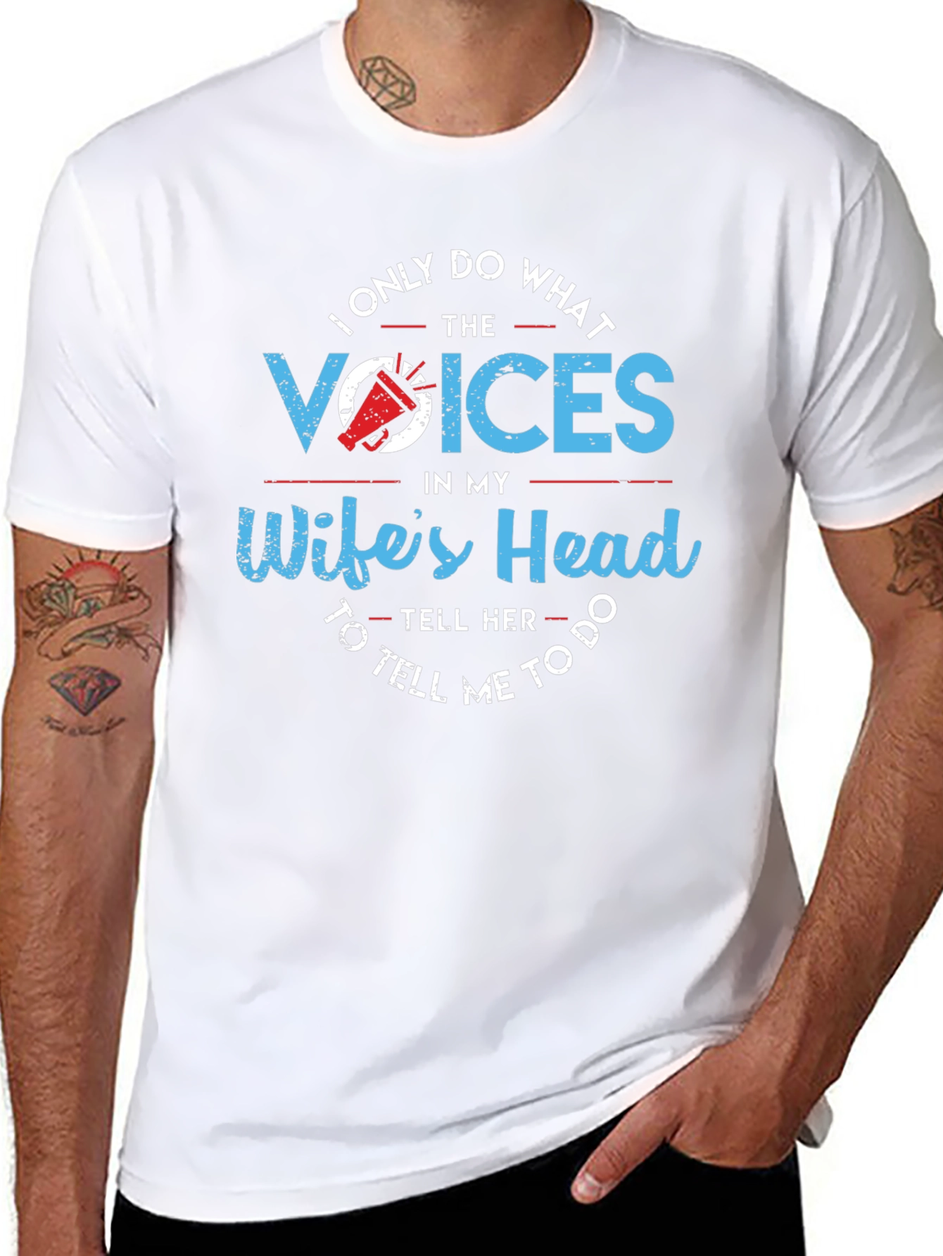 Husbands Wife Voices Novelty Graphic Tee