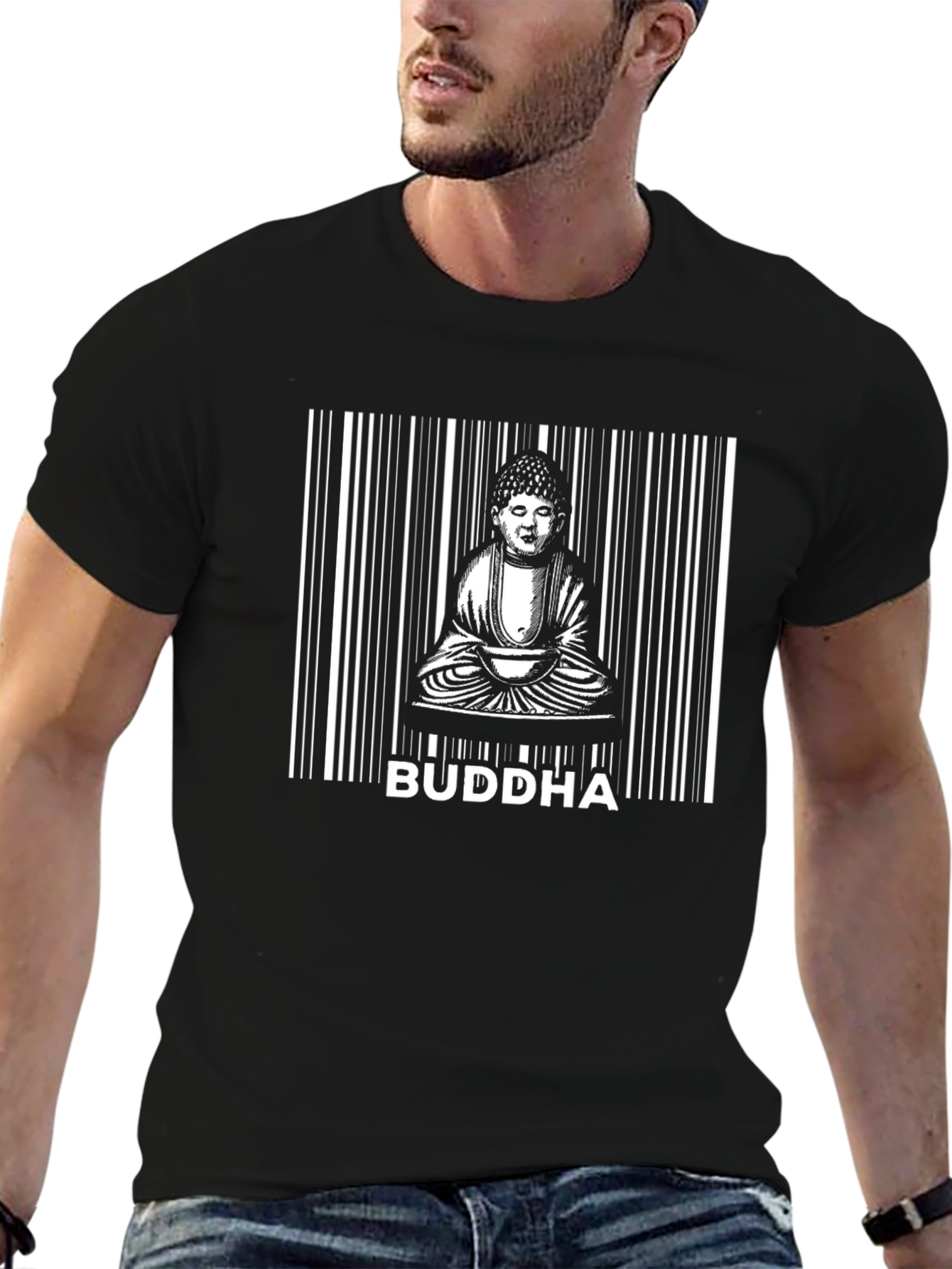 Buddha Barcode T-Shirt - Stylish Graphic Tee
