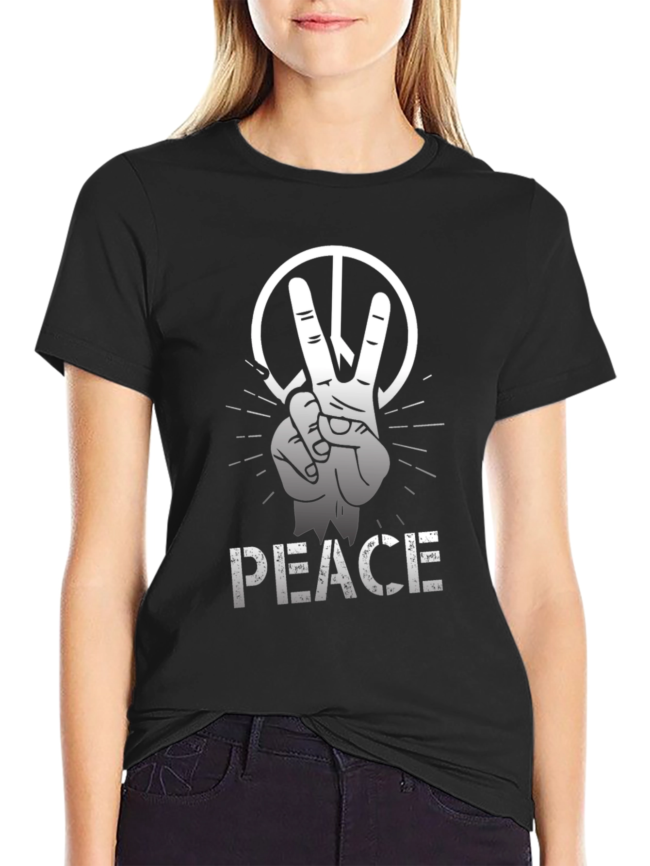Peace Sign Graphic Tee - Soft Cotton Blend