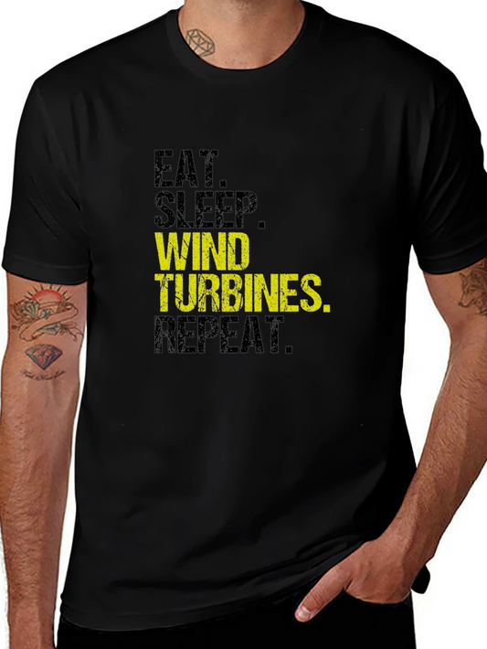 Eat Sleep Wind Turbines Repeat Black T-Shirt