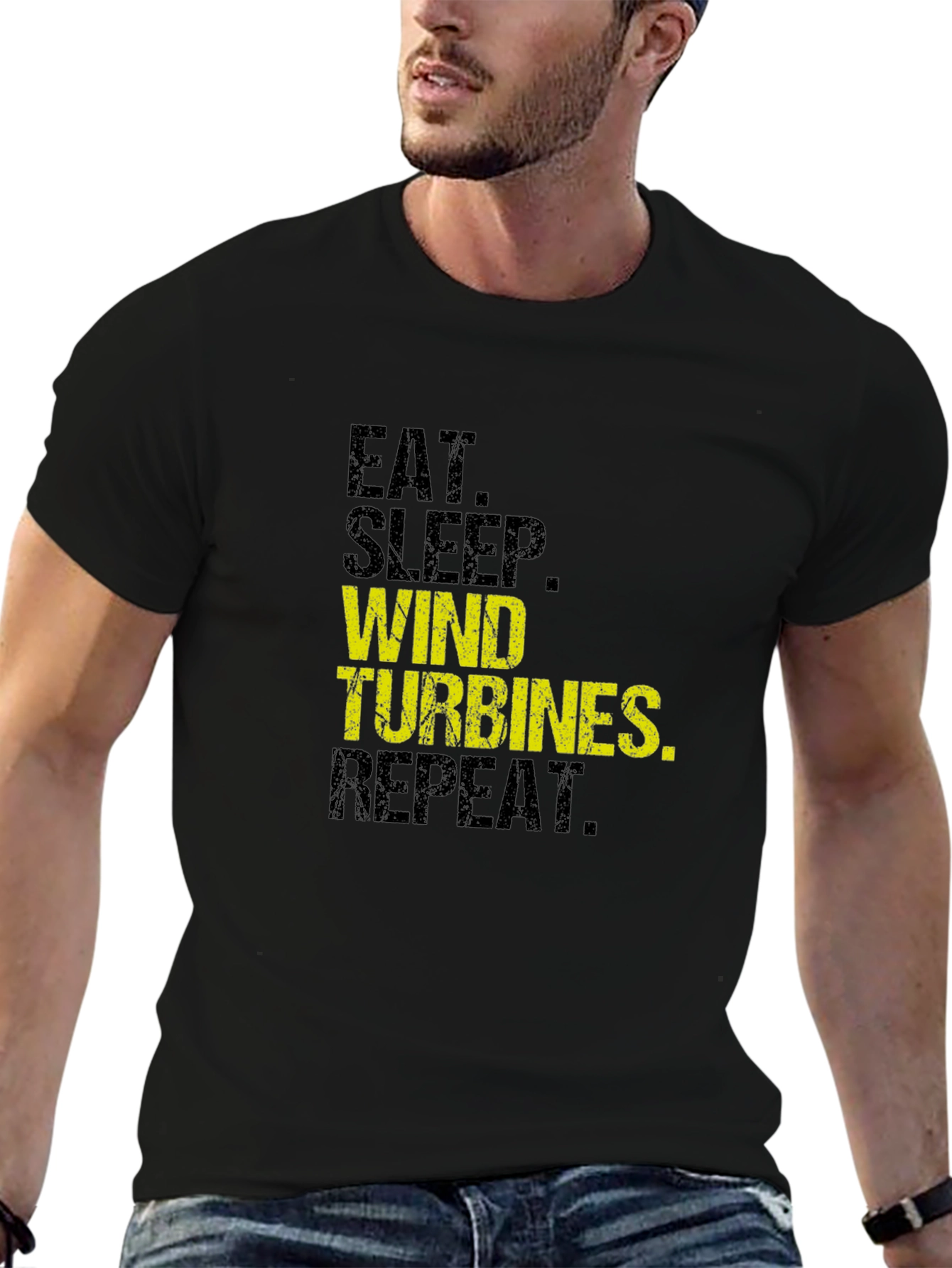 Eat Sleep Wind Turbines Repeat Black T-Shirt