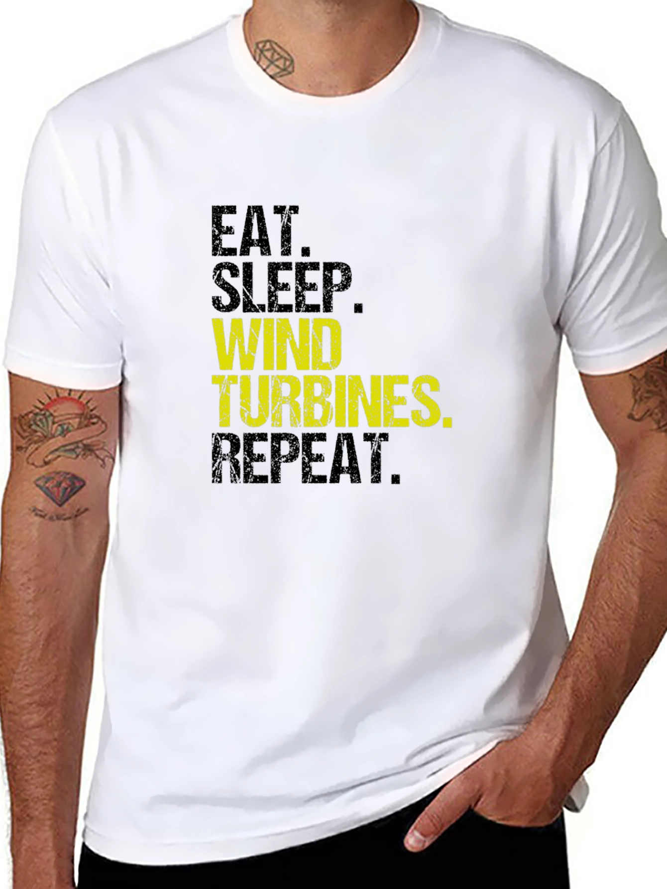 Eat Sleep Wind Turbines Repeat Black T-Shirt