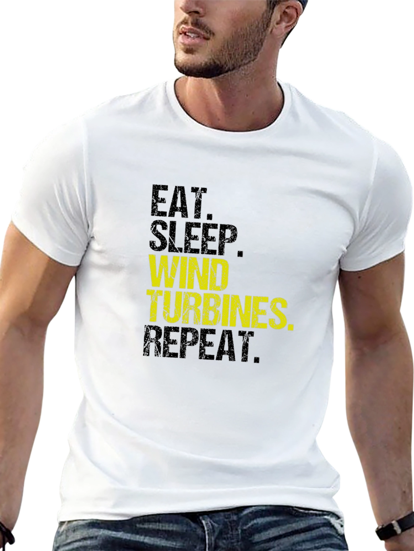 Eat Sleep Wind Turbines Repeat Black T-Shirt