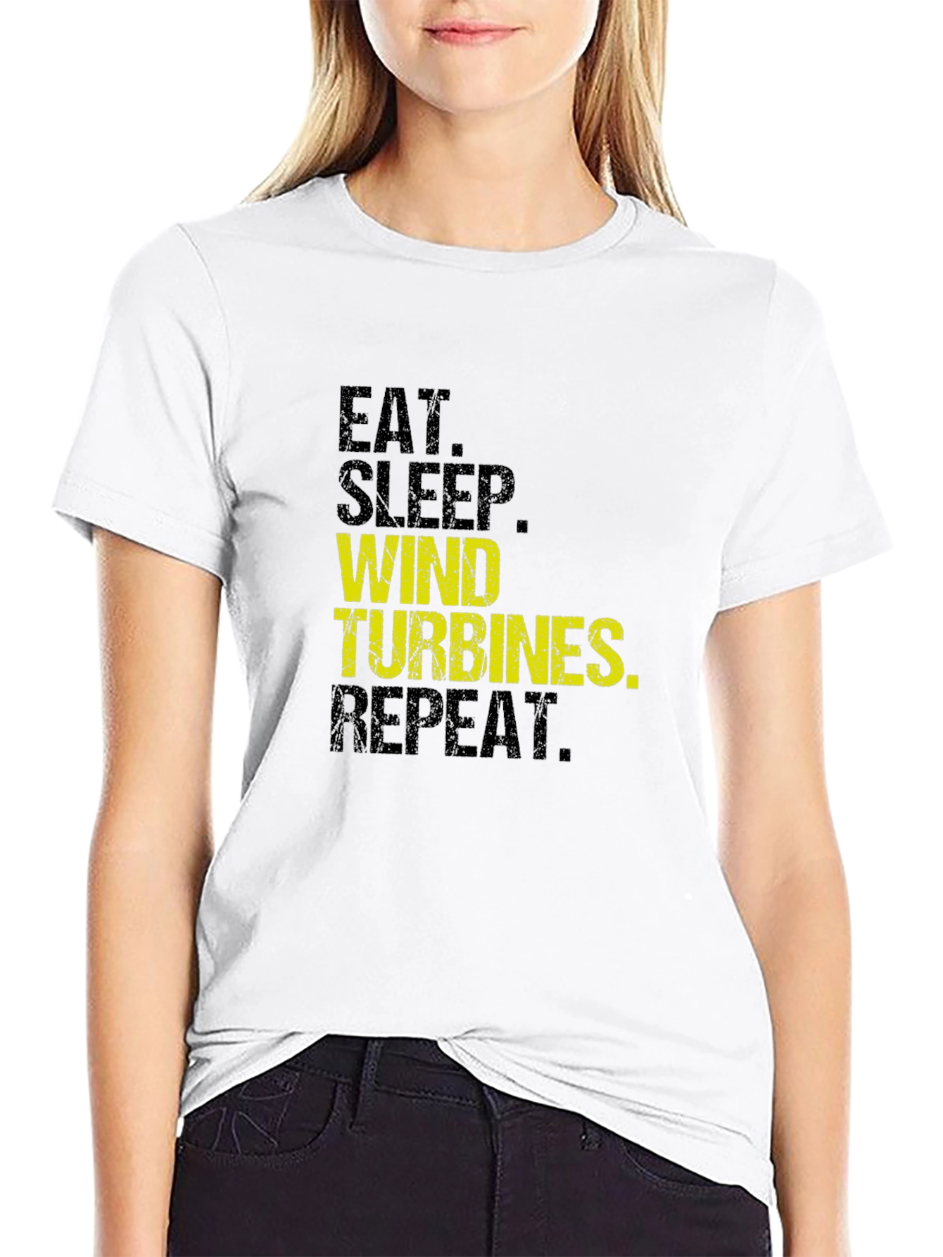 Eat Sleep Wind Turbines Repeat Black T-Shirt