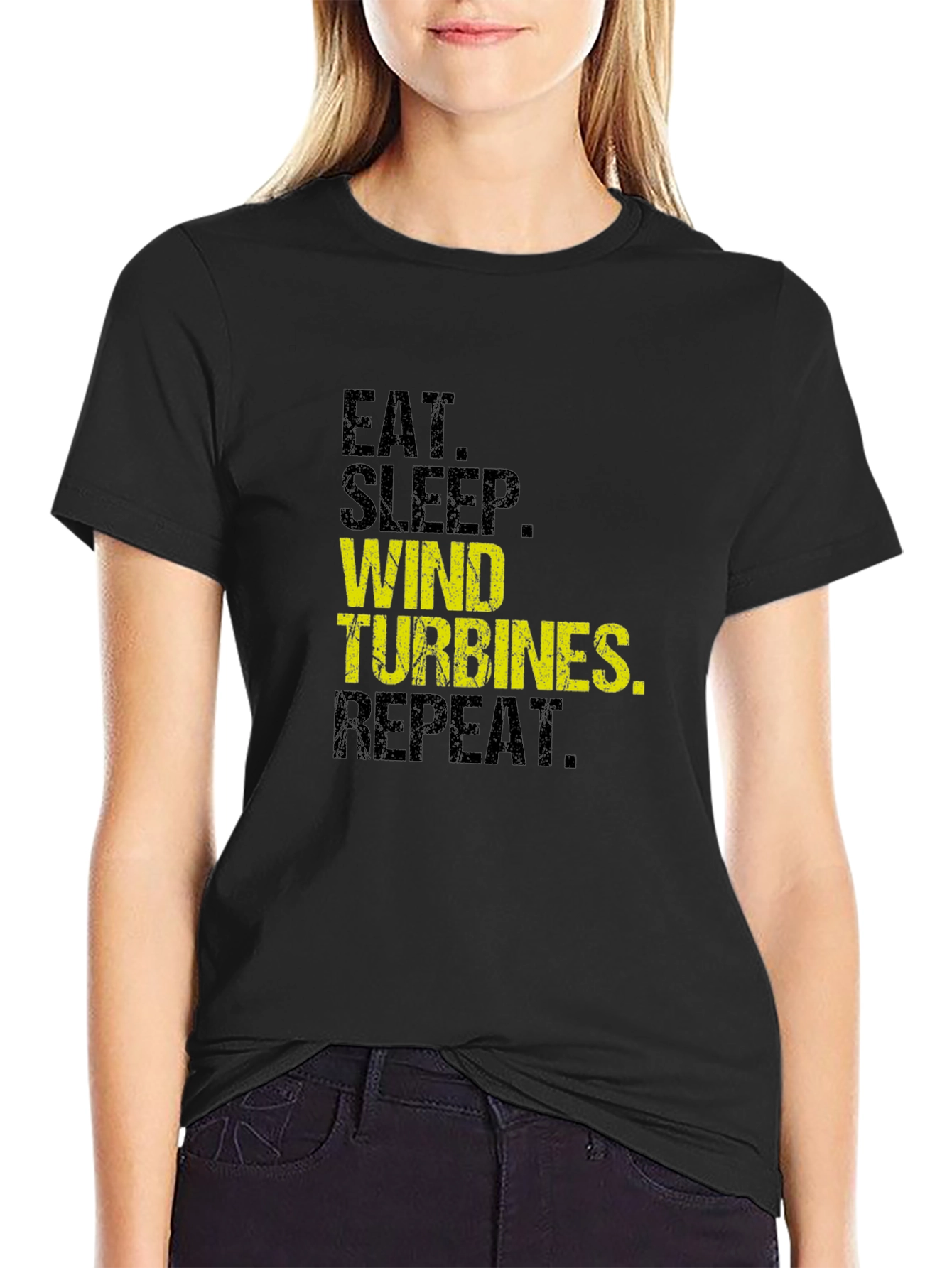 Eat Sleep Wind Turbines Repeat Black T-Shirt