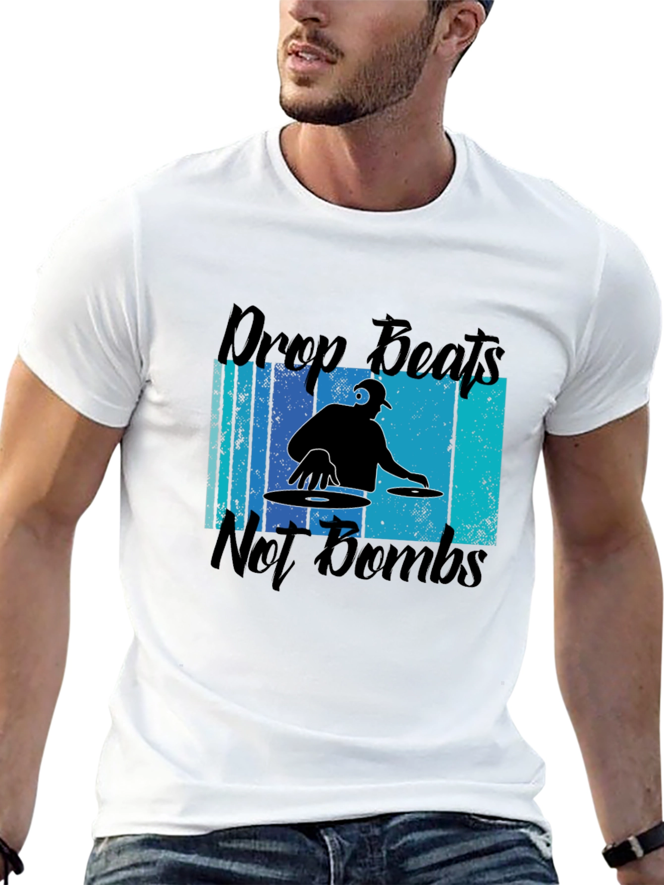 Drop Beats Not Bombs Black Graphic T-Shirt