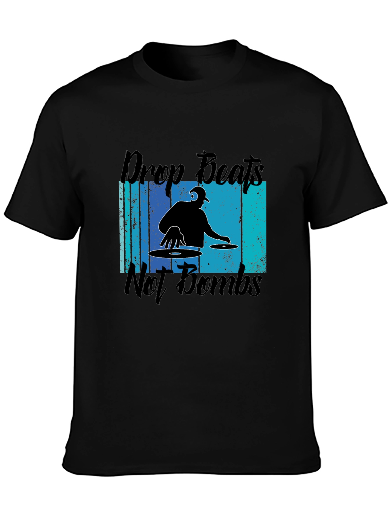 Drop Beats Not Bombs Black Graphic T-Shirt