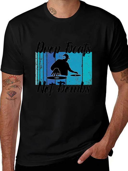 Drop Beats Not Bombs Black Graphic T-Shirt