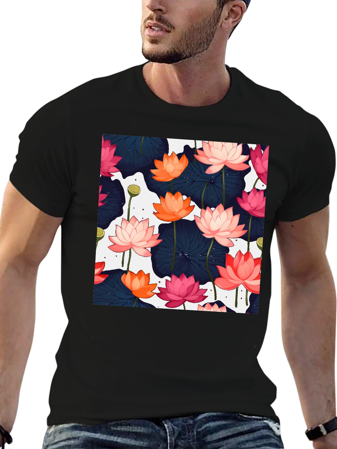 Lotus Flower Graphic T-Shirt