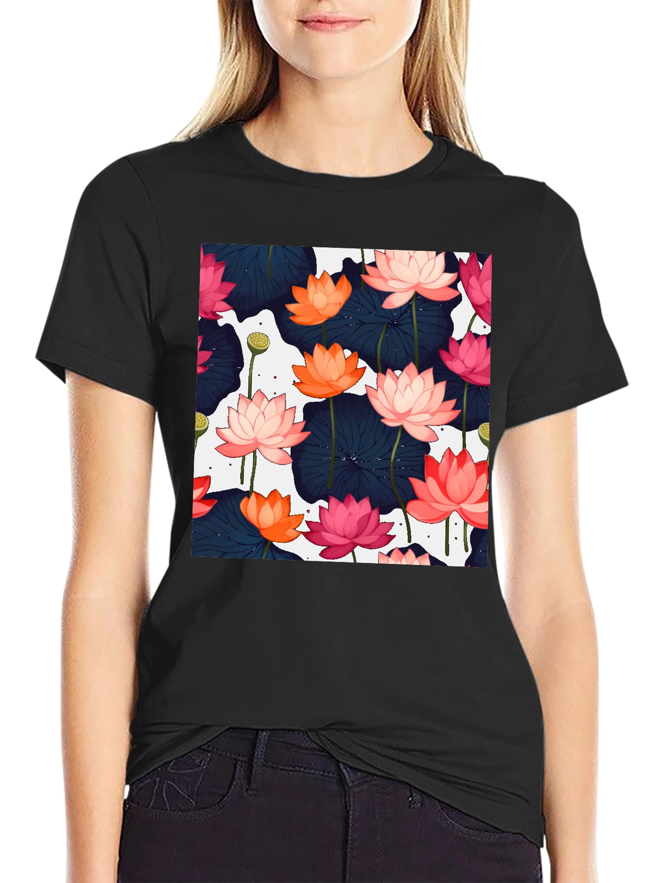 Lotus Flower Graphic T-Shirt