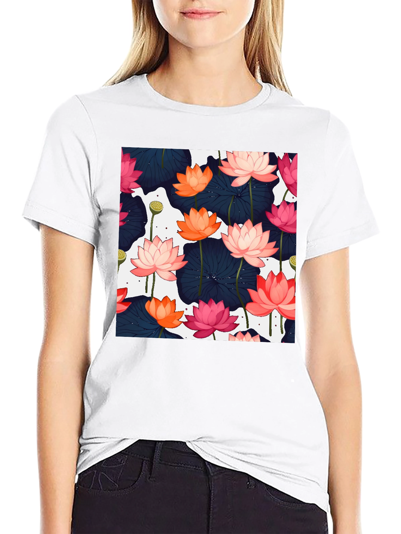 Lotus Flower Graphic T-Shirt