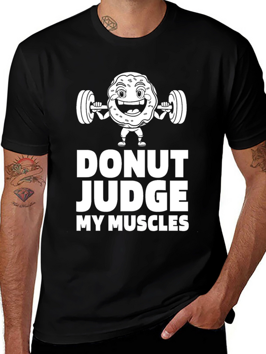 Donut Judge My Muscles Black Graphic T-Shirt