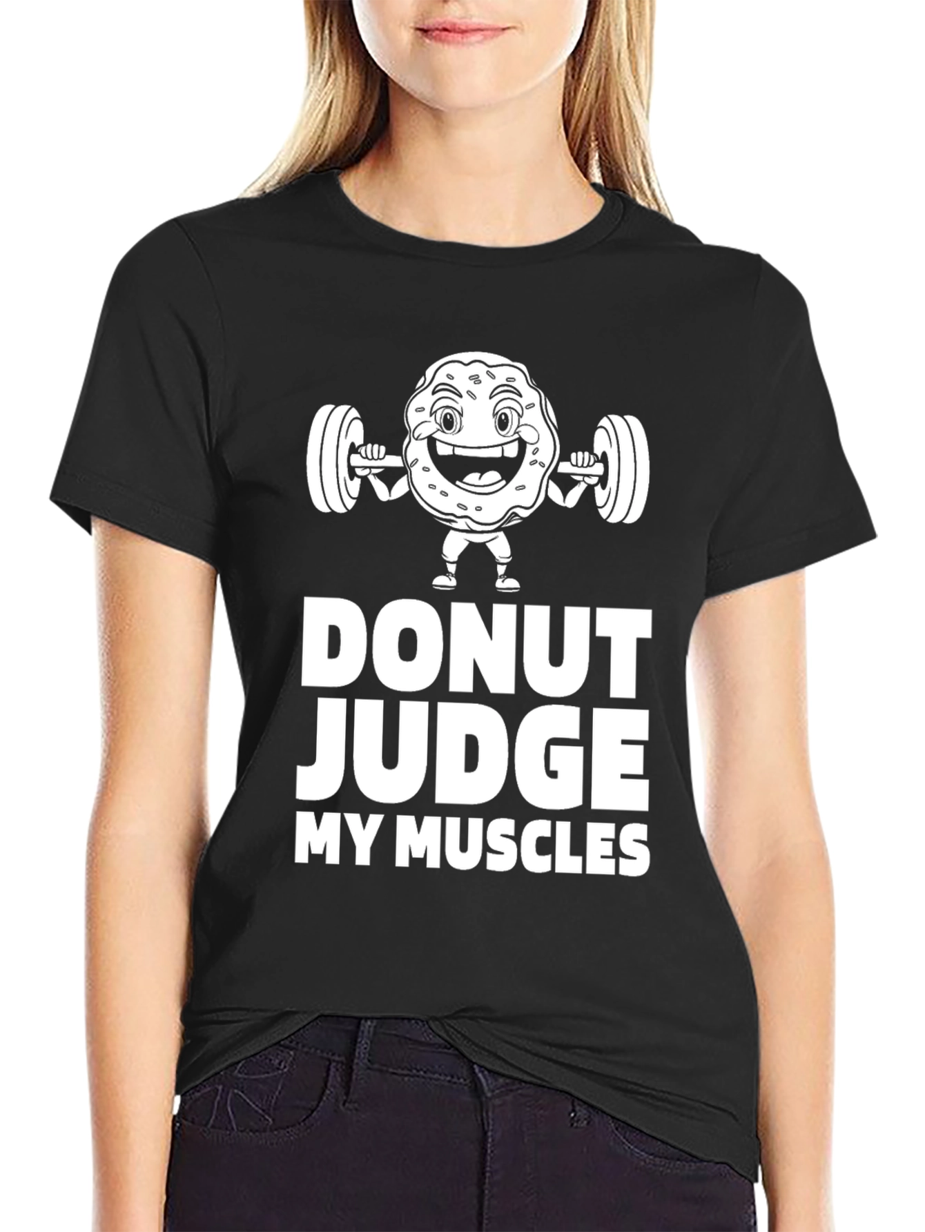 Donut Judge My Muscles Black Graphic T-Shirt