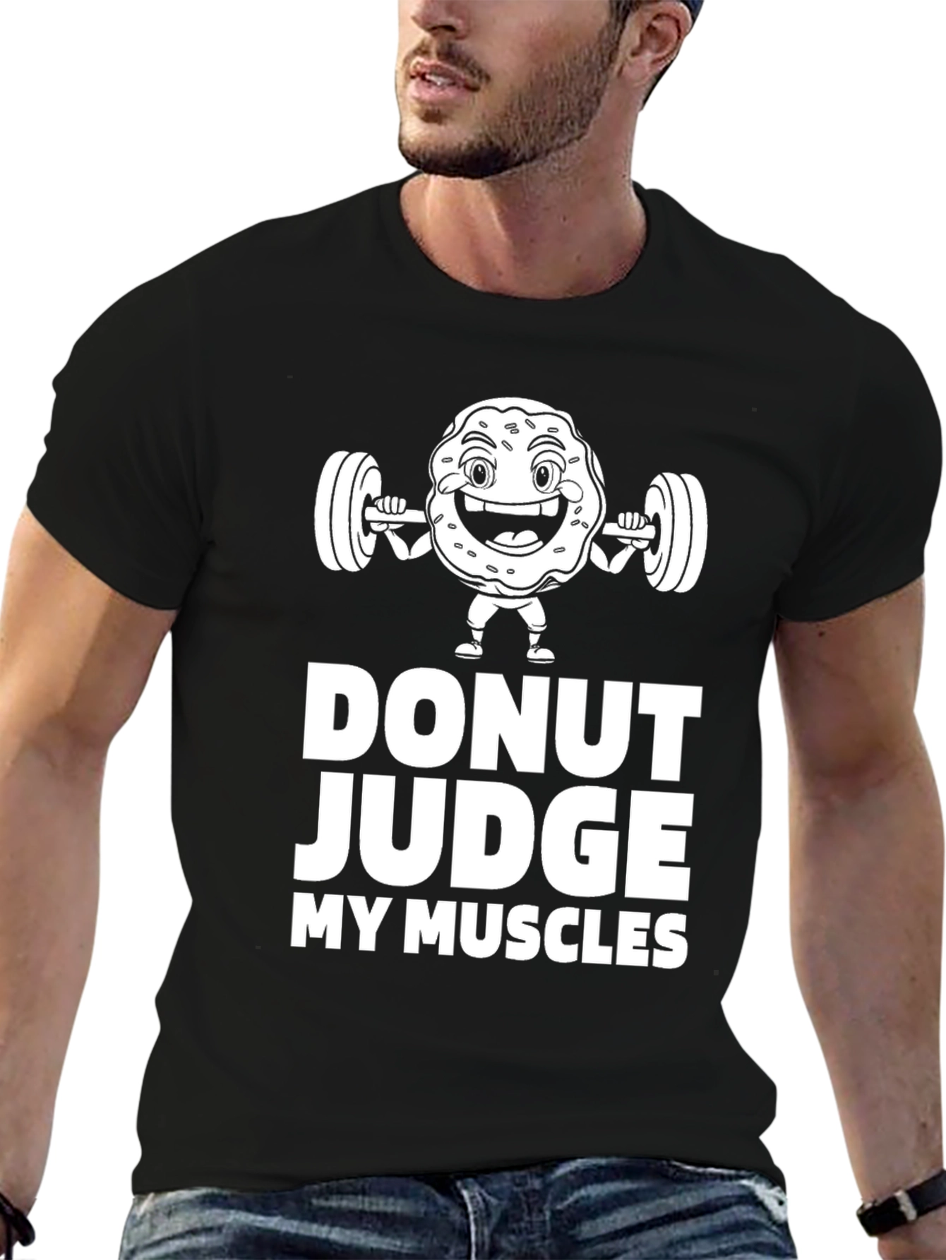 Donut Judge My Muscles Black Graphic T-Shirt