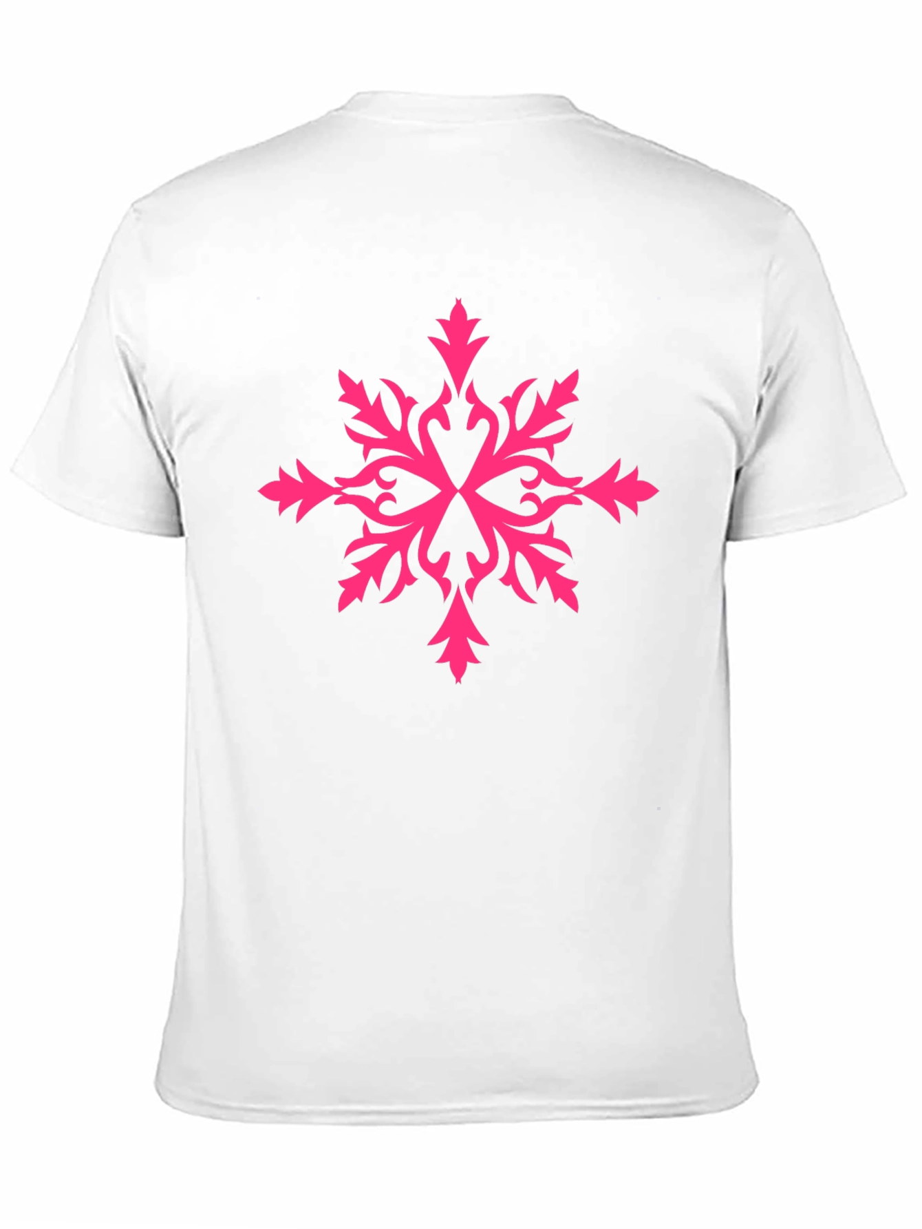 Stylish Black Tee with Pink Snowflake Design