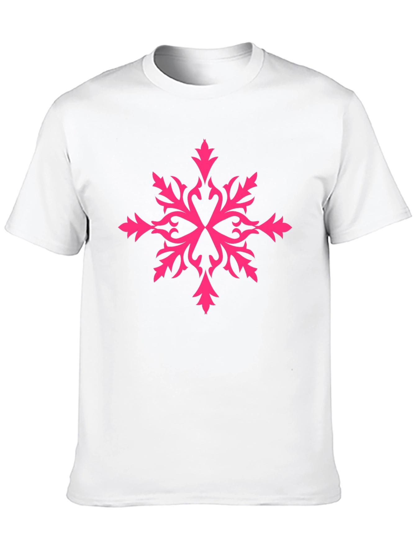 Stylish Black Tee with Pink Snowflake Design