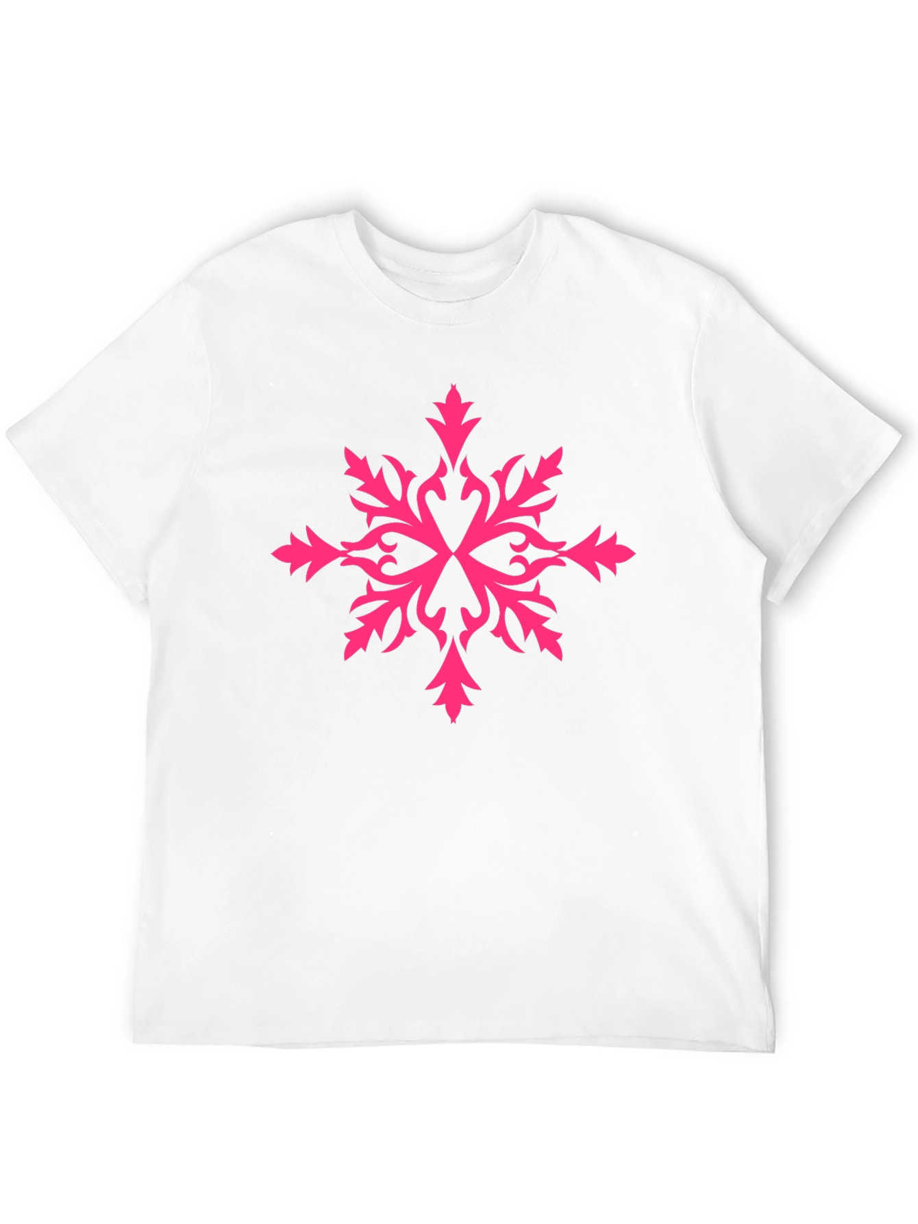 Stylish Black Tee with Pink Snowflake Design