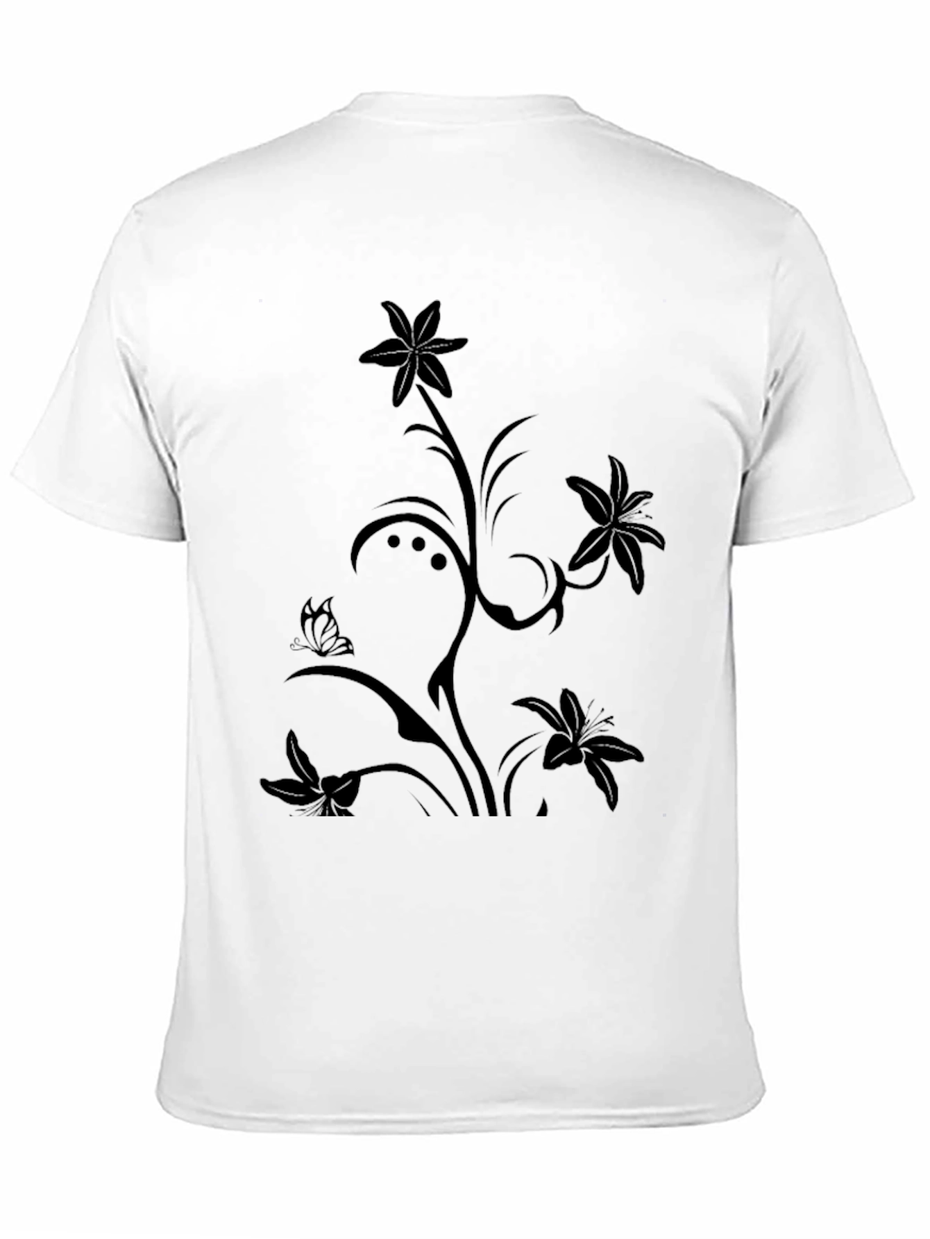 Floral Butterfly Black T-Shirt