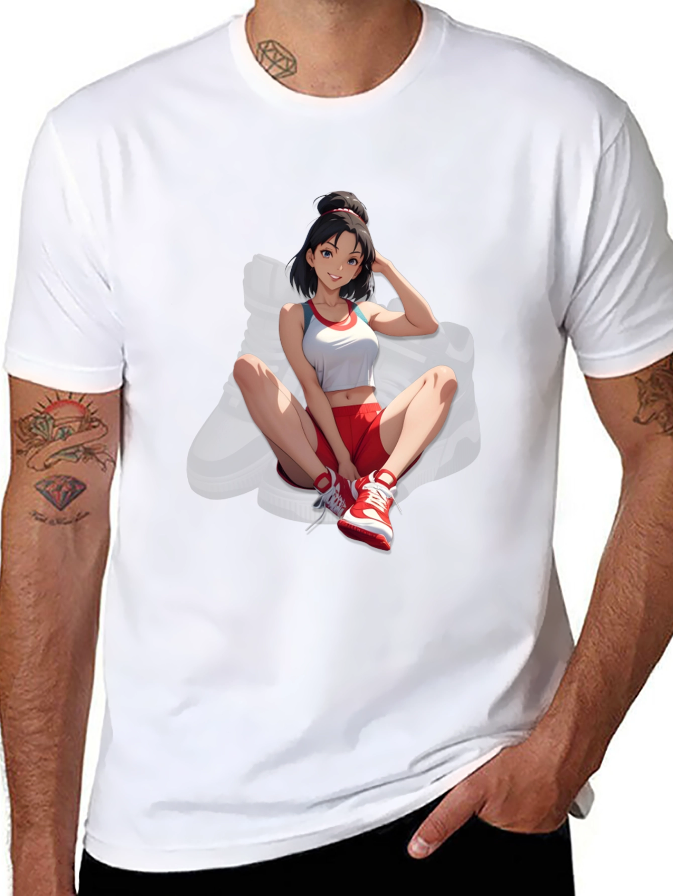 Anime Girl Graphic Tee - Stylish Black Cotton T-Shirt