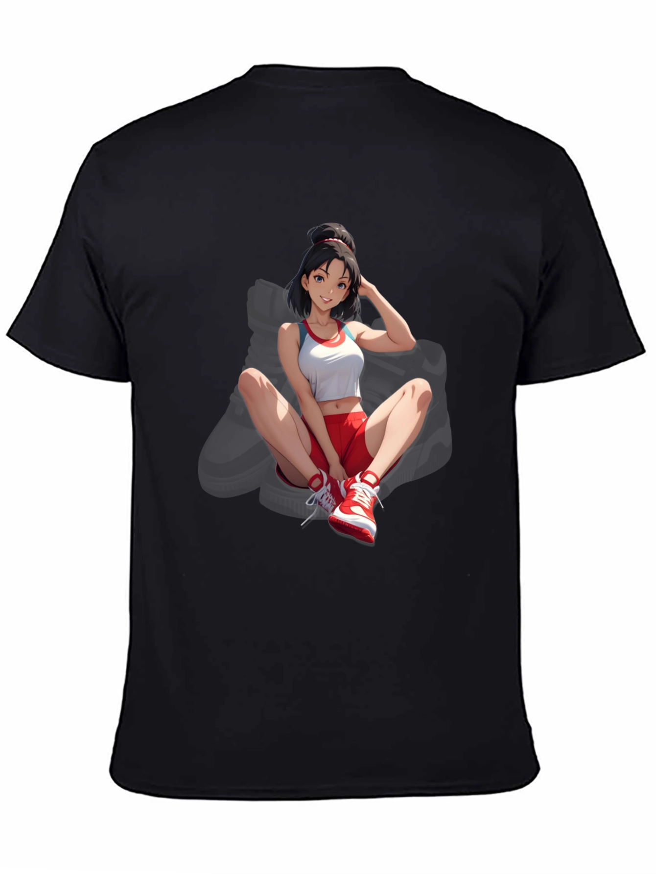 Anime Girl Graphic Tee - Stylish Black Cotton T-Shirt