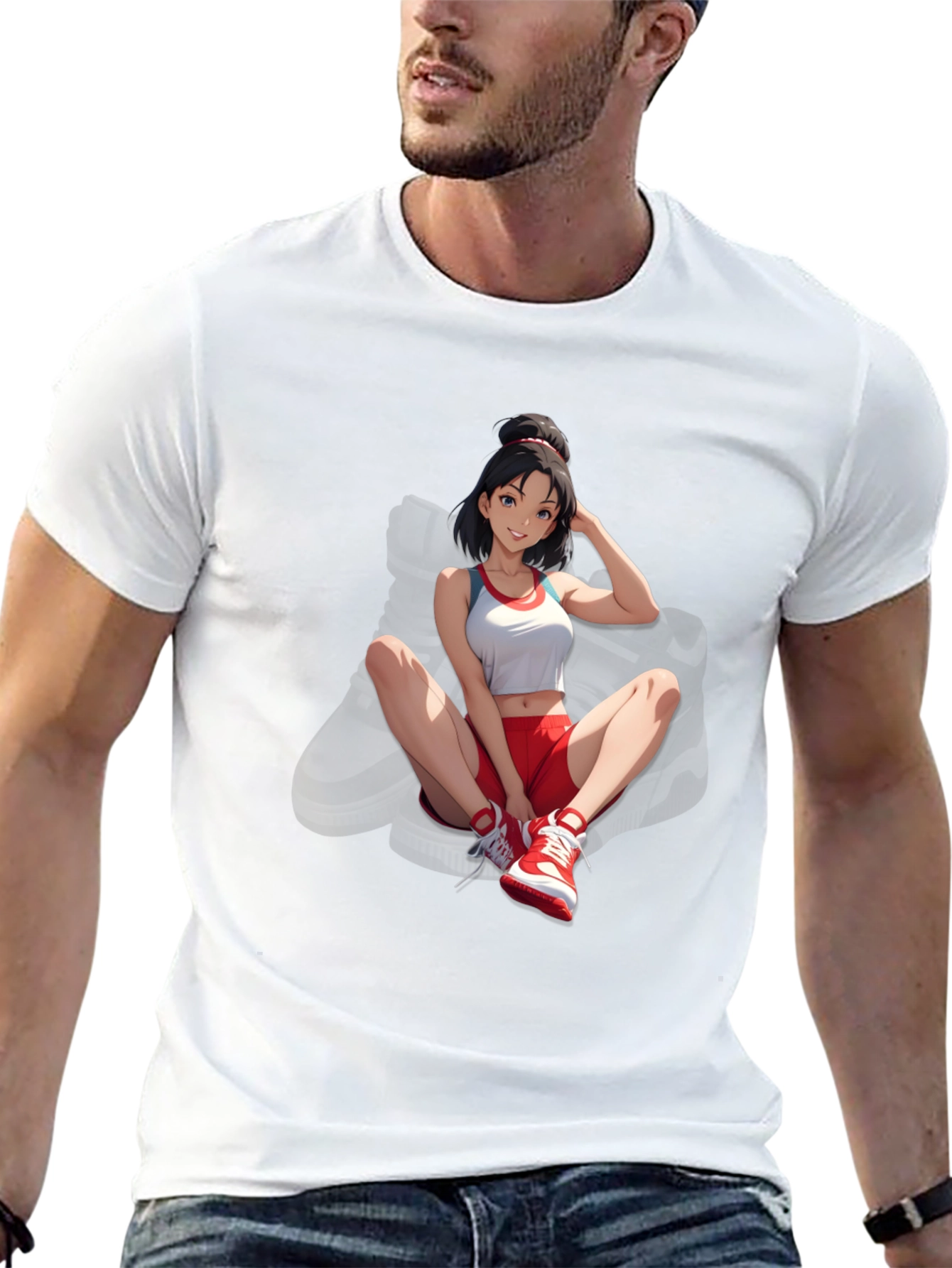 Anime Girl Graphic Tee - Stylish Black Cotton T-Shirt