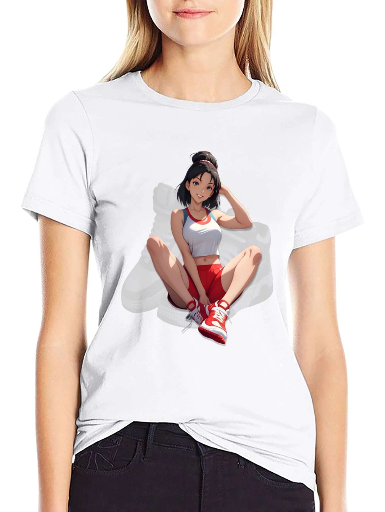 Anime Girl Graphic Tee - Stylish Black Cotton T-Shirt