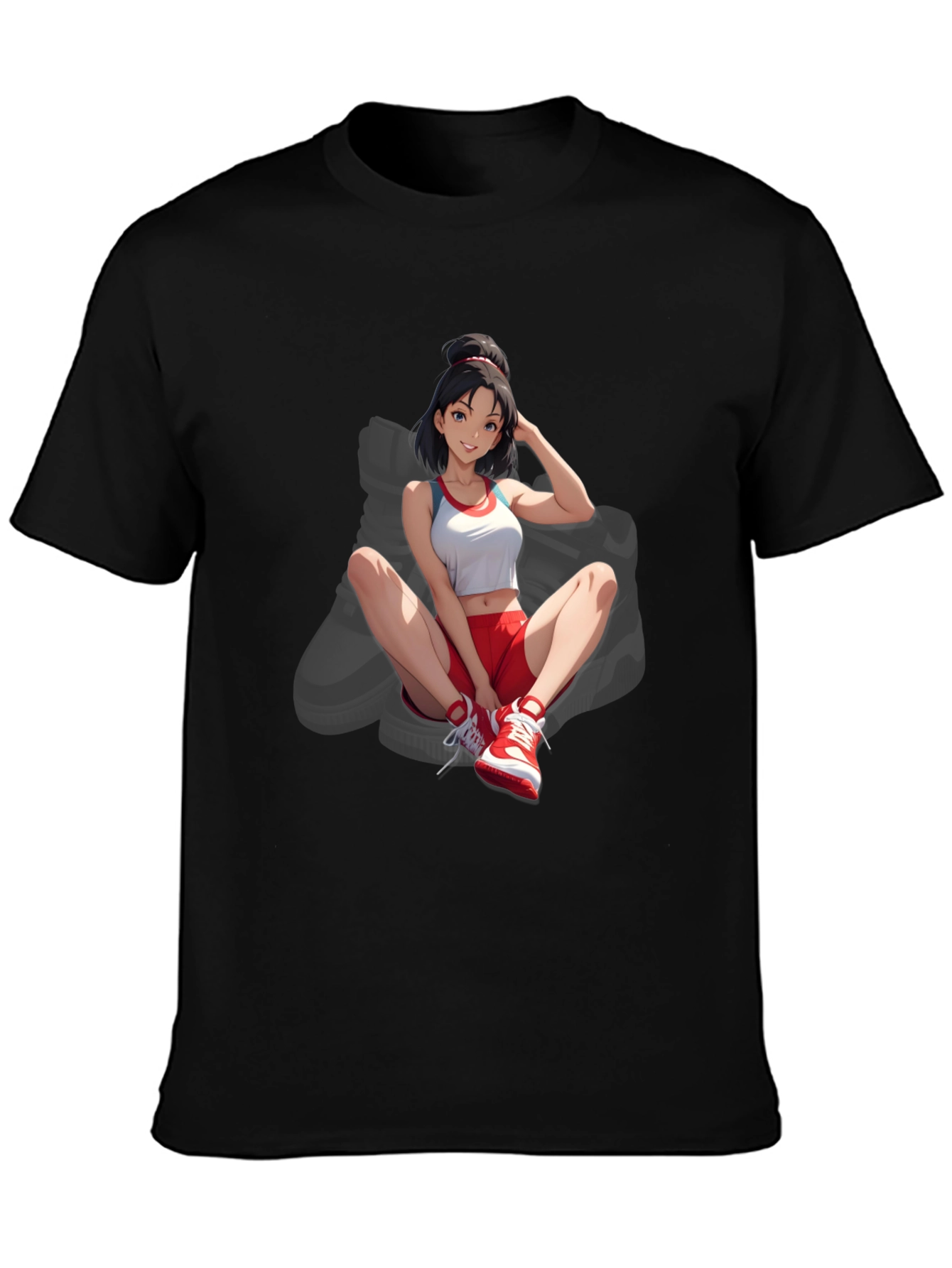 Anime Girl Graphic Tee - Stylish Black Cotton T-Shirt