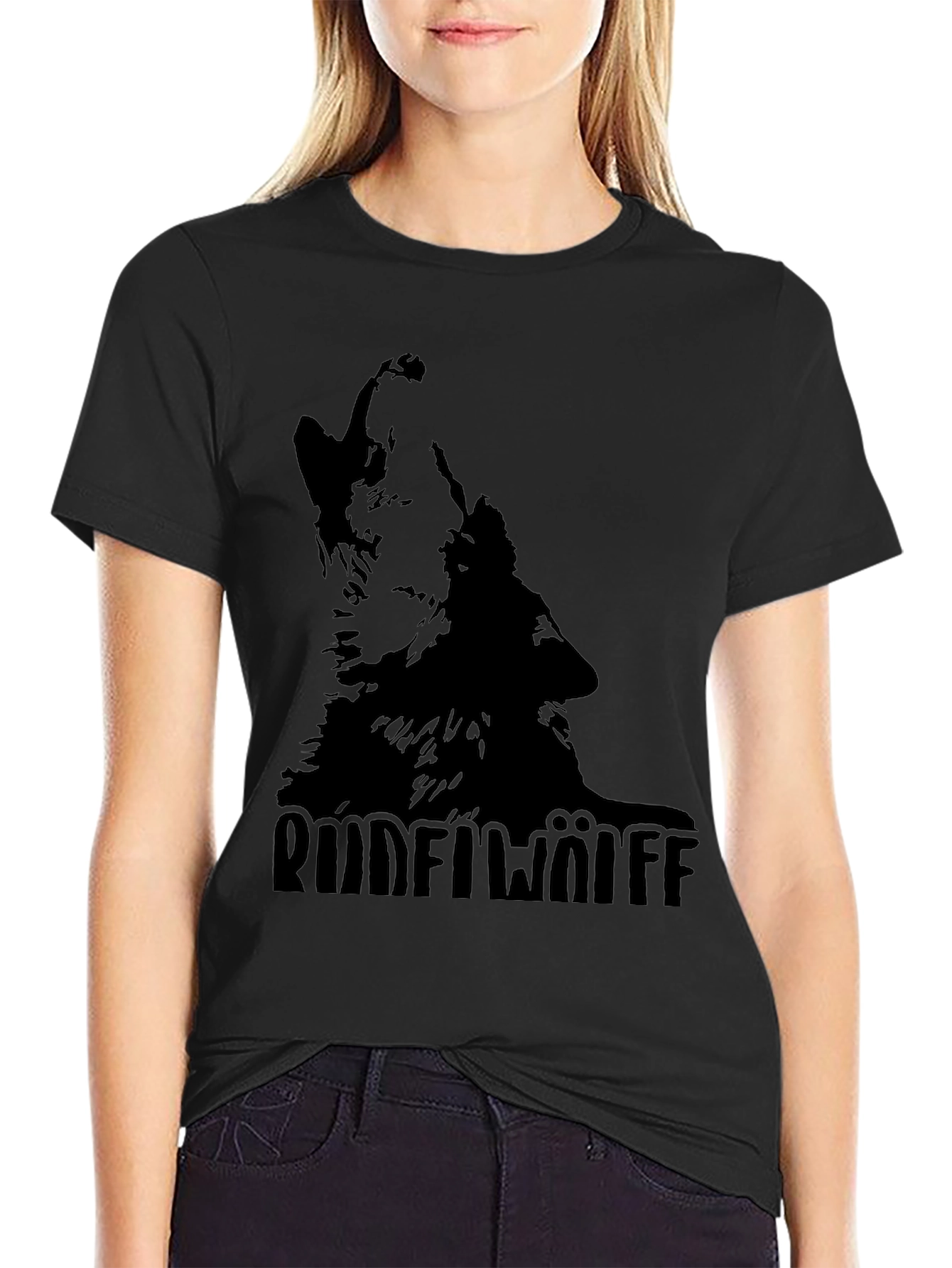 Black Wolf Silhouette Graphic T-Shirt