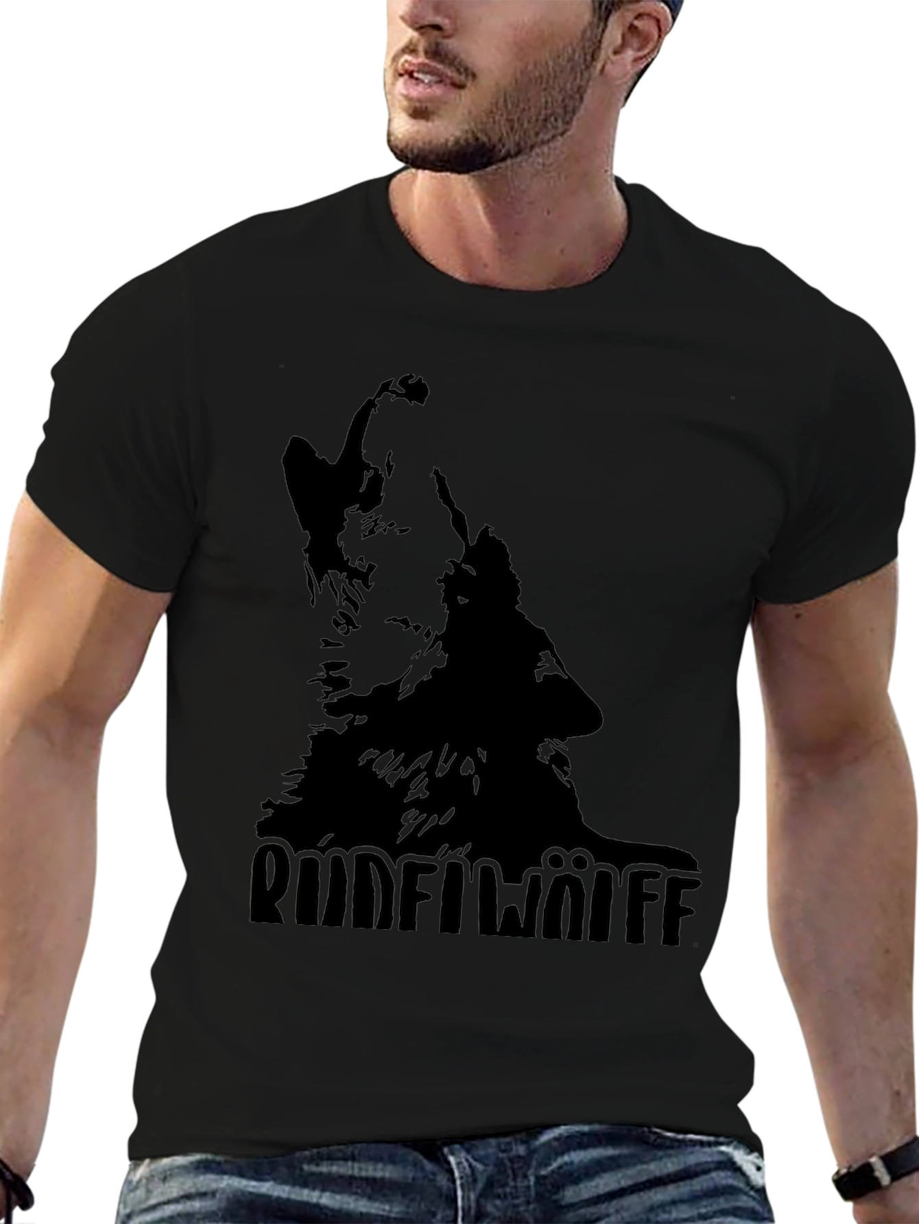 Black Wolf Silhouette Graphic T-Shirt