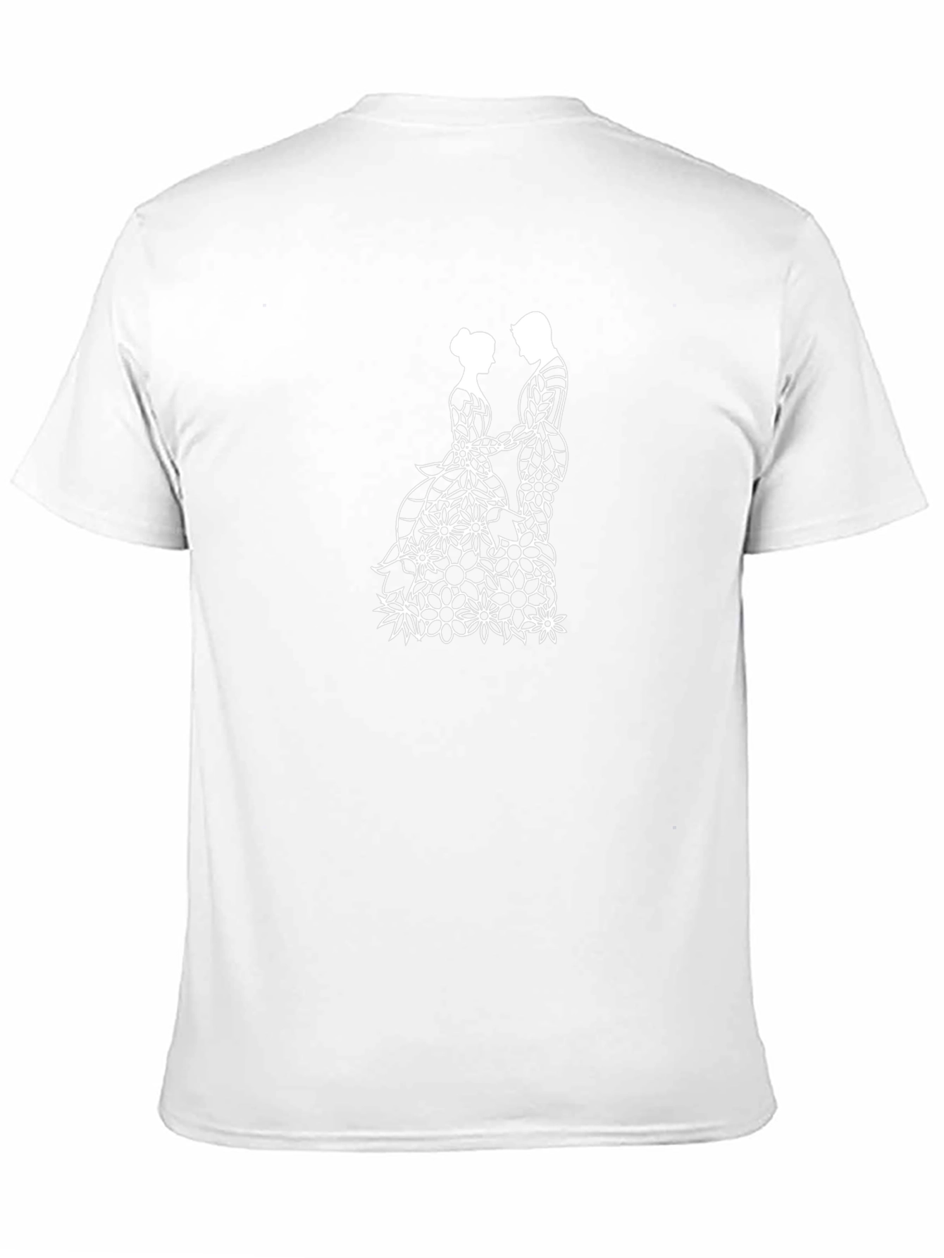 Floral Couple Black T-Shirt - Elegant Wedding Design
