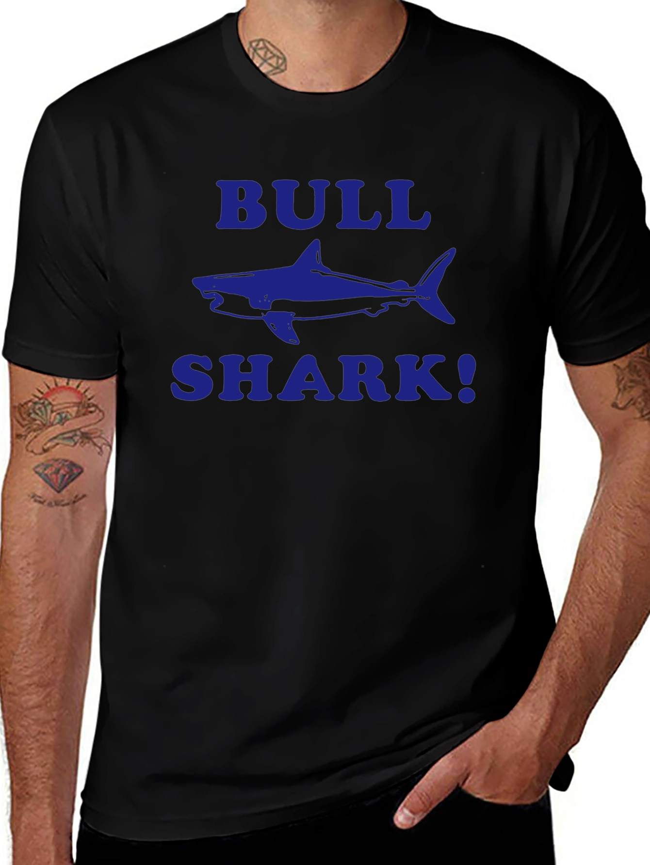 Bull Shark Graphic Tee - Black Cotton T-Shirt