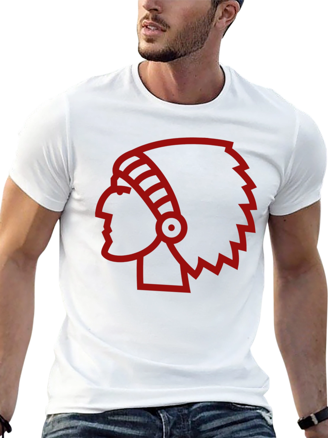 Red Indian Chief Head T-Shirt