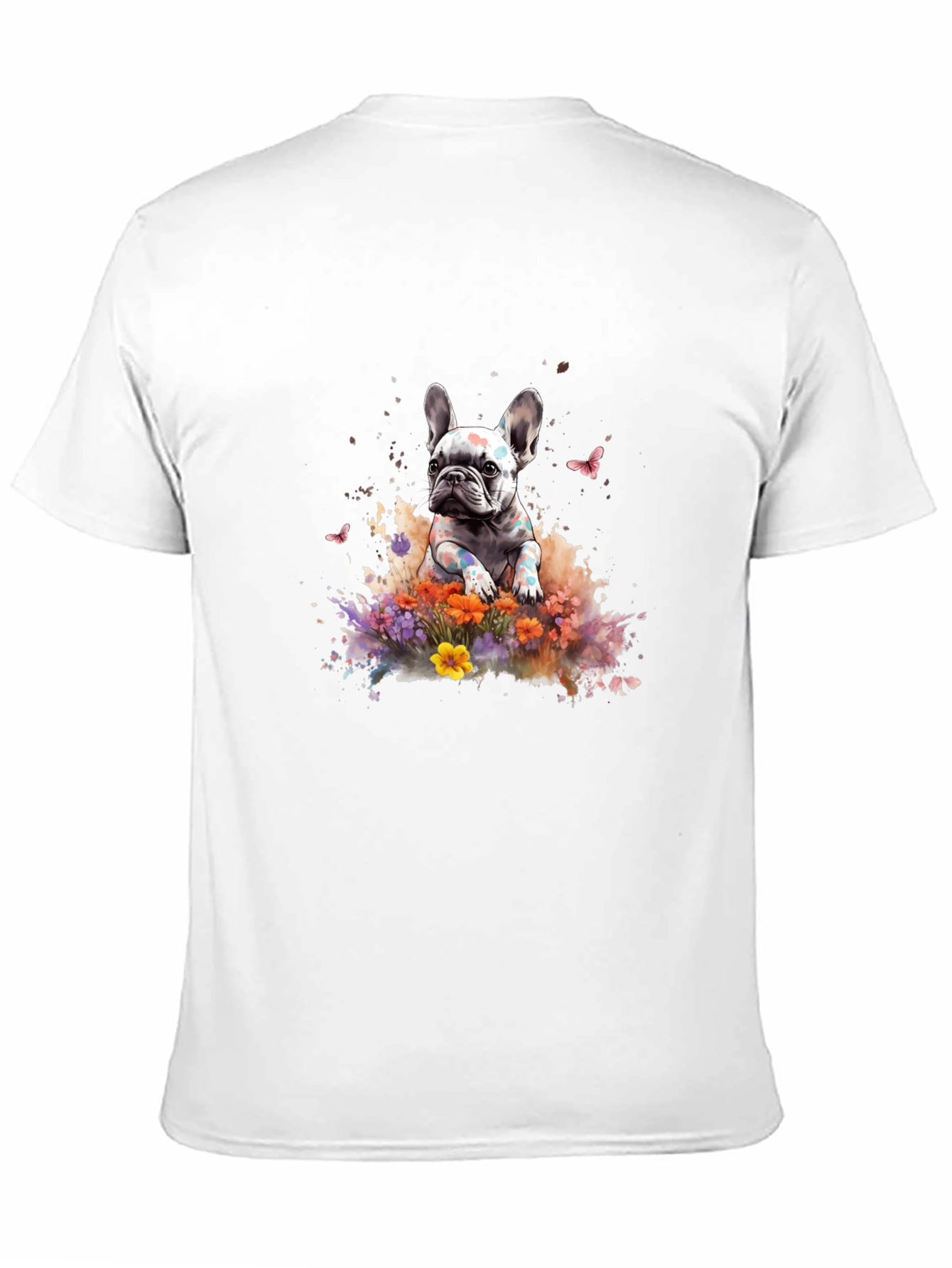 French Bulldog Floral Graphic Black T-Shirt